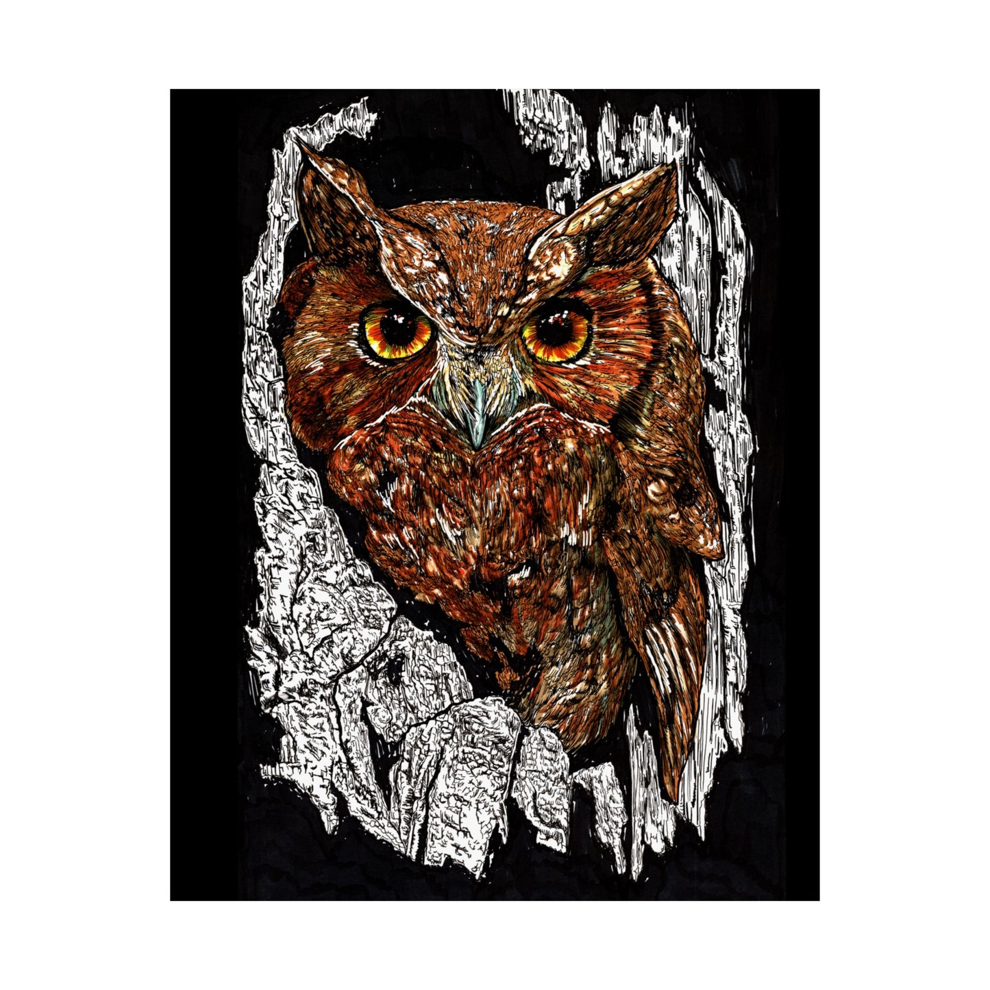 Majestic Owl Satin Poster | Home Décor Art Print | Nature Lover Gift