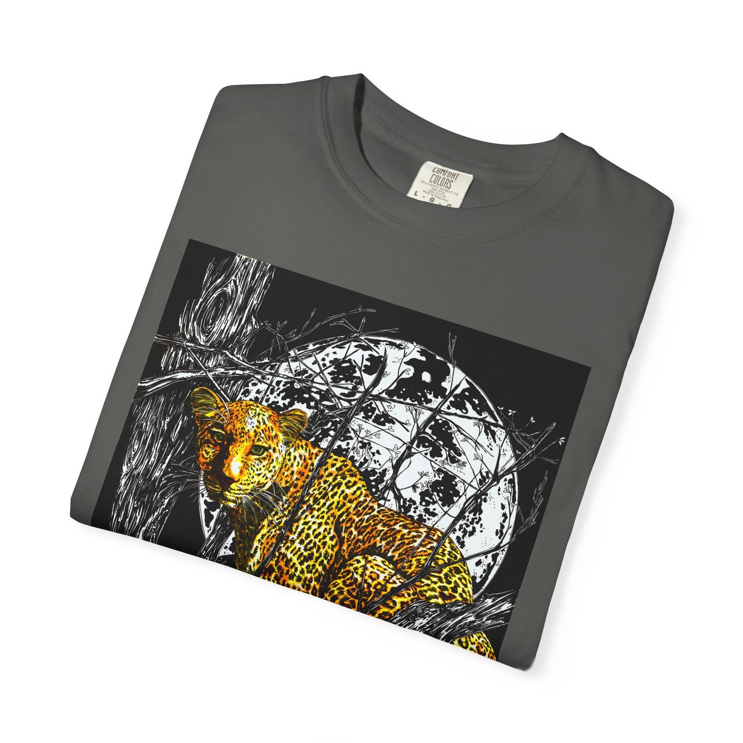 Moonlit Leopard Unisex Garment-Dyed T-Shirt - Wild Animal Art Tee