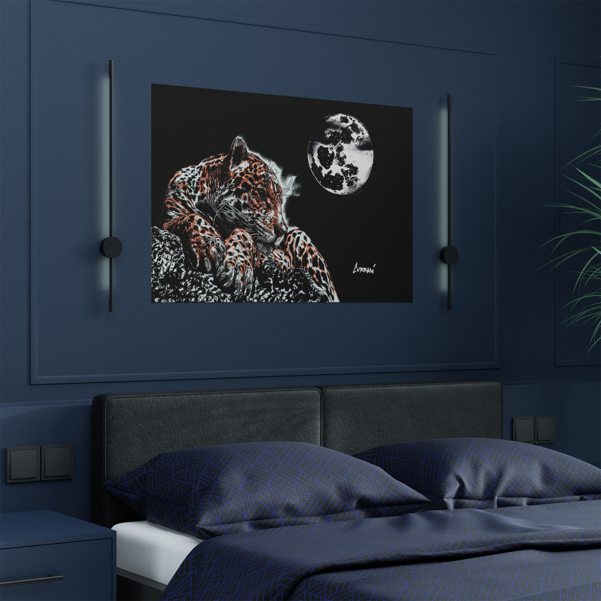 Majestic Leopard Satin Poster (300gsm) Moonlit Wildlife Art