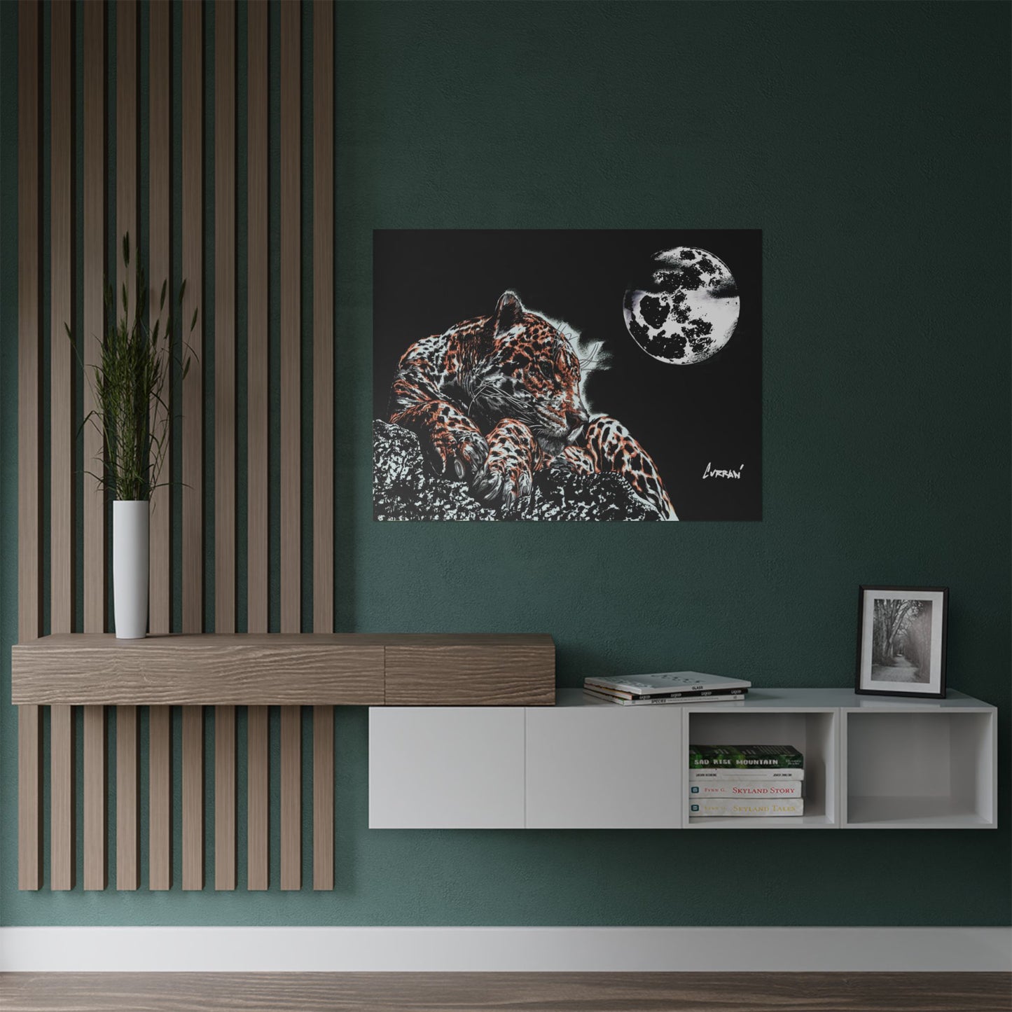 Majestic Leopard Satin Poster (300gsm) - Moonlit Wildlife Art