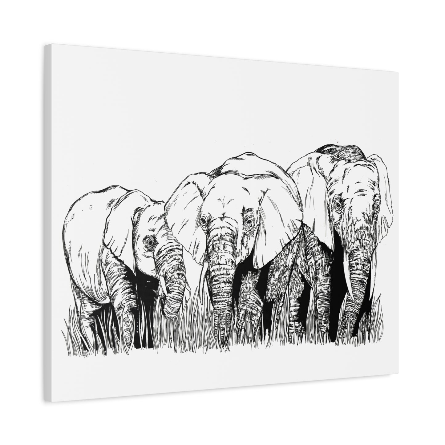 Elephant Family Art – Original Hand-Drawn Unique,