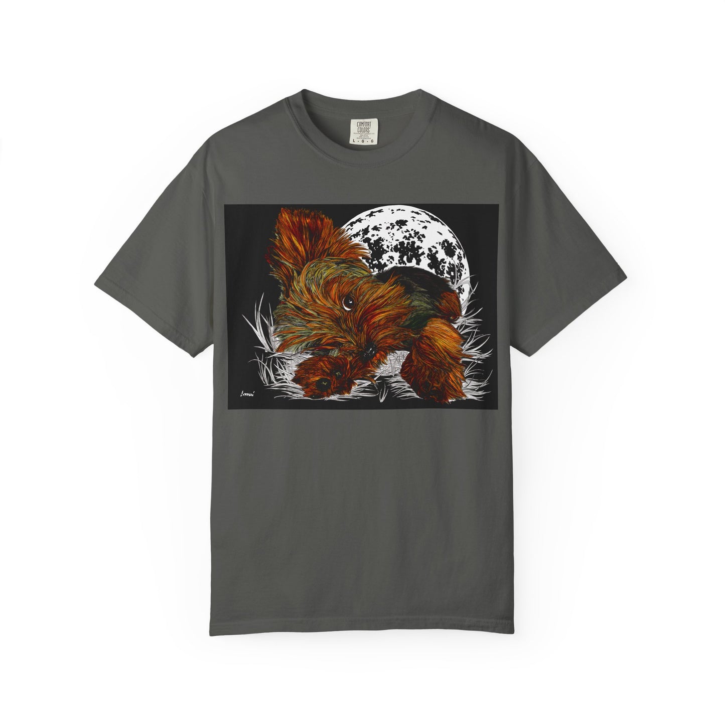 Yorkie Terrier Unisex Garment-Dyed T-Shirt – Original Hand-Drawn Art