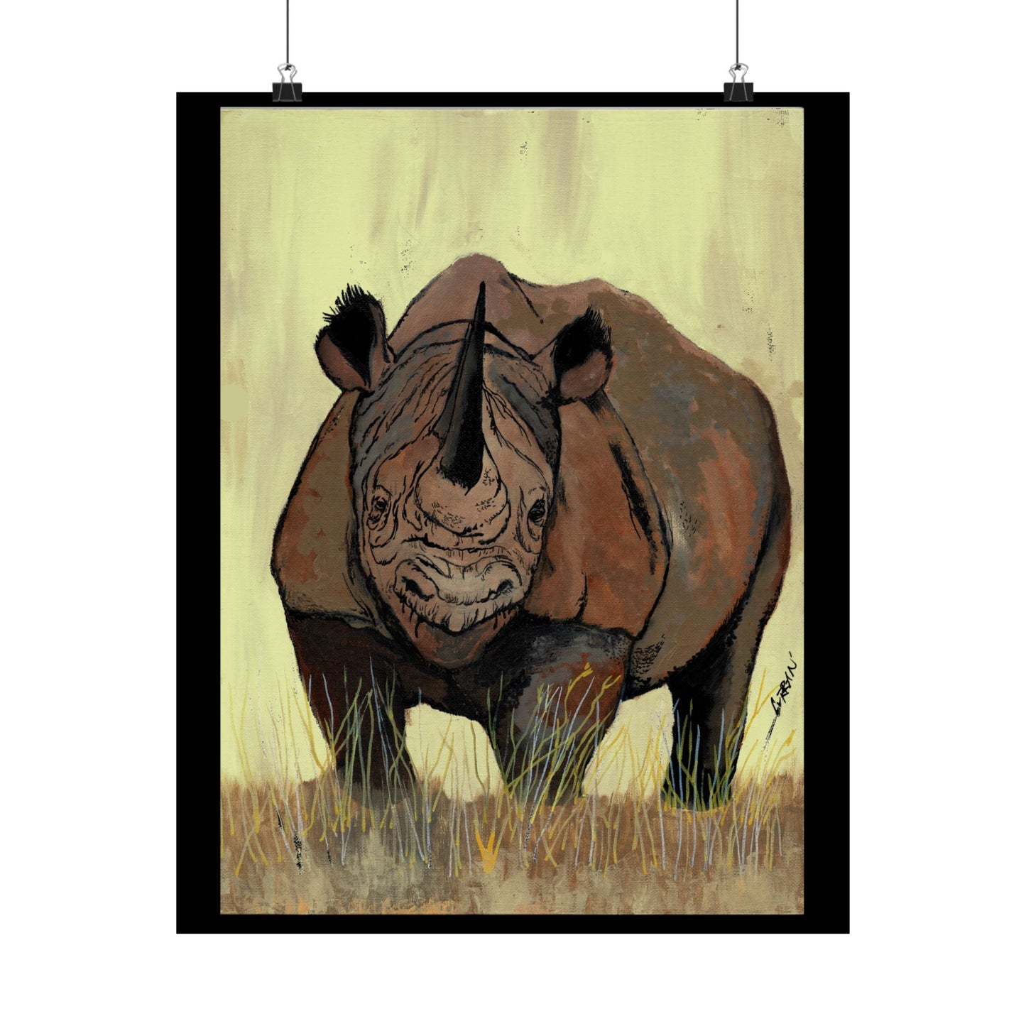 Rhino Wildlife Satin Poster - Majestic Rhino Art - Nature Decor