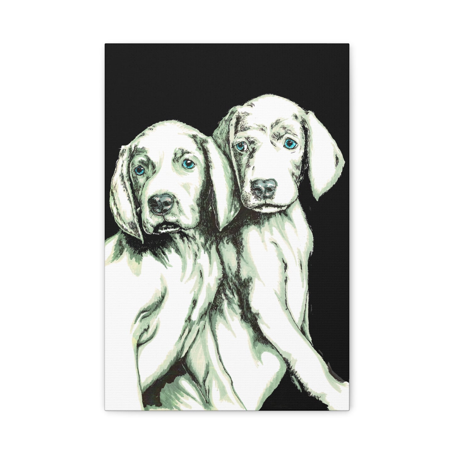 Two Puppies Art Canvas Print - Stretched Wall Decor