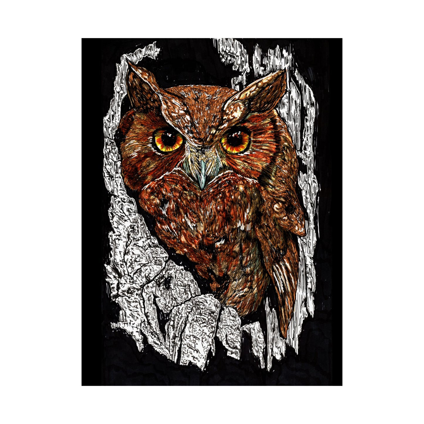 Majestic Owl Satin Poster | Home Décor Art Print | Nature Lover Gift