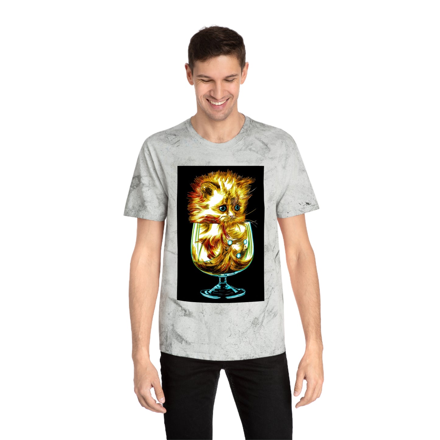 Color Blast Kitten T-Shirt โ Artistic Tee for Cat Lovers