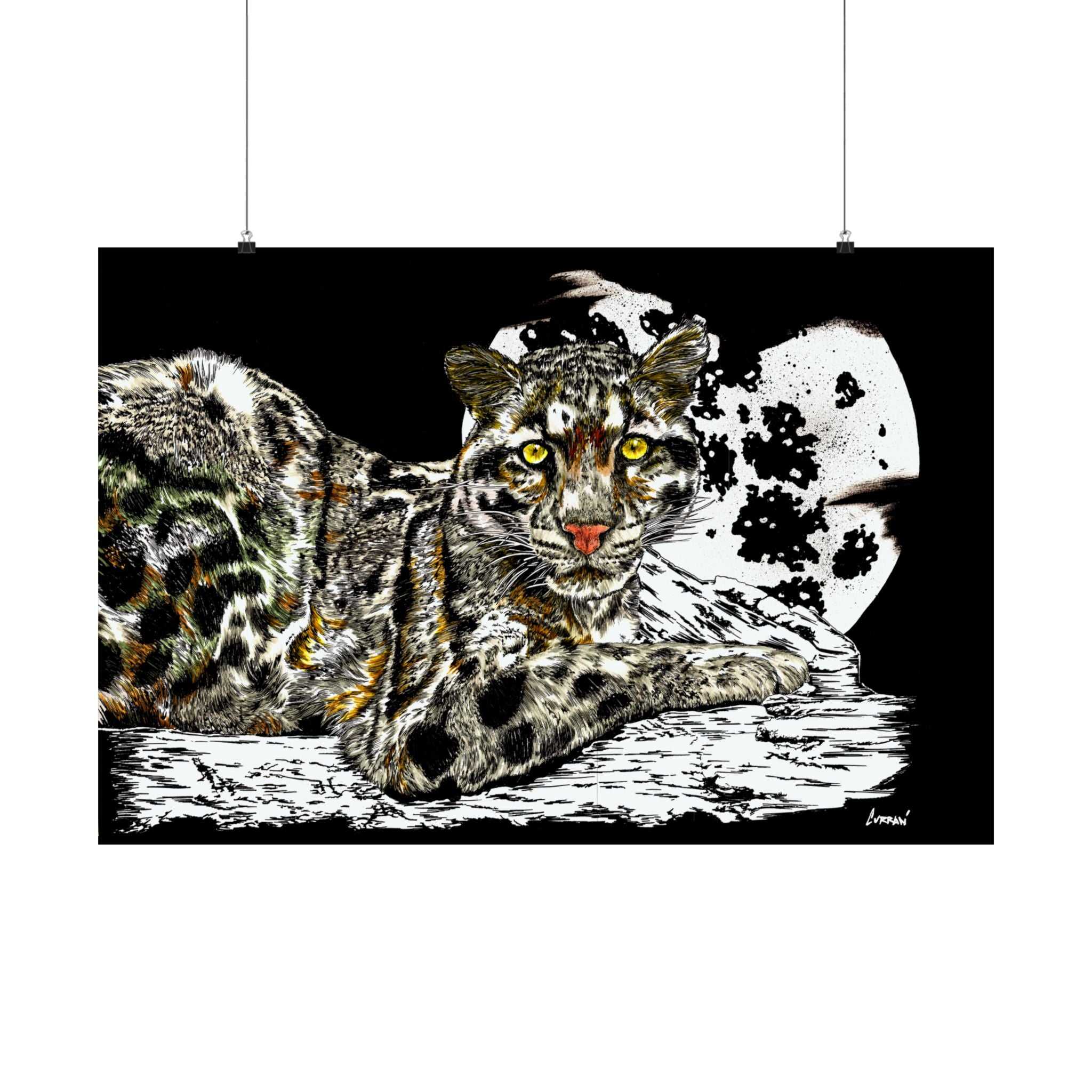 Majestic Snow Leopard Satin Poster, Art Print