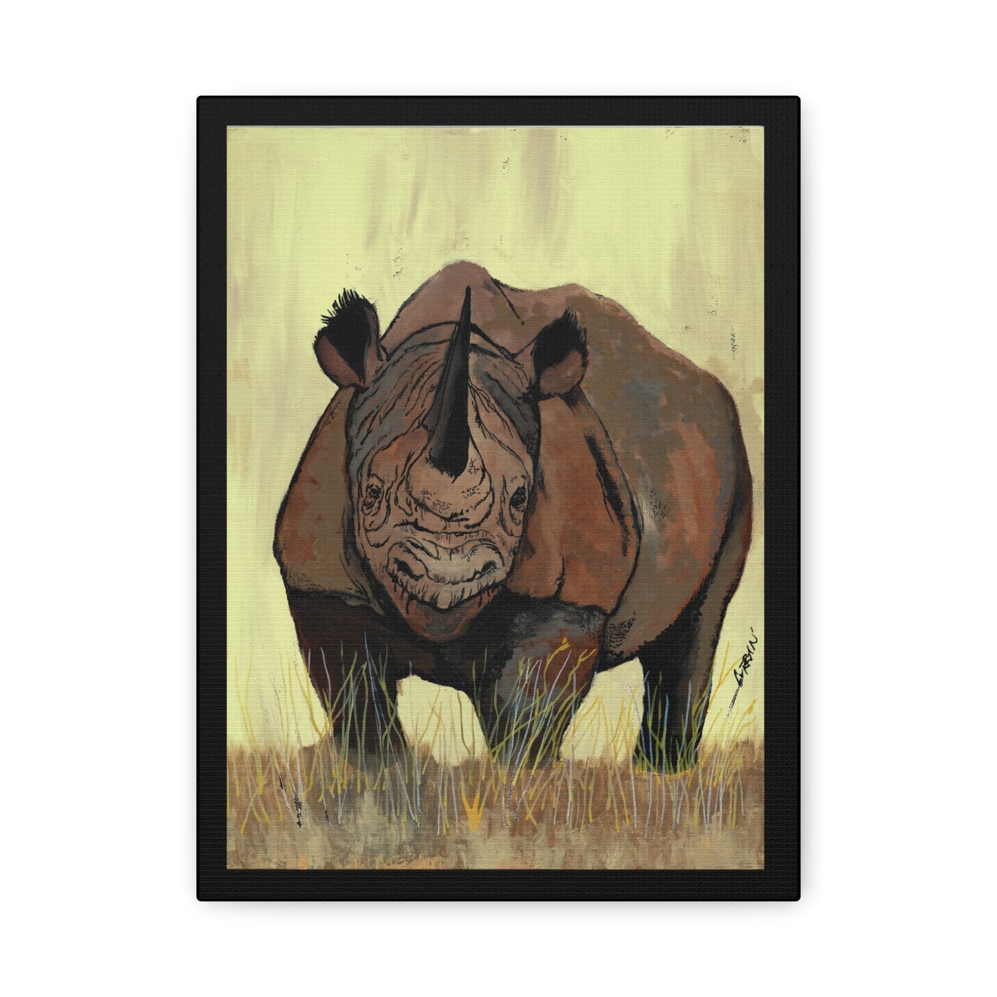 Rhino Wall Art Print of the Original, hand drawn wall art of a Rhino
