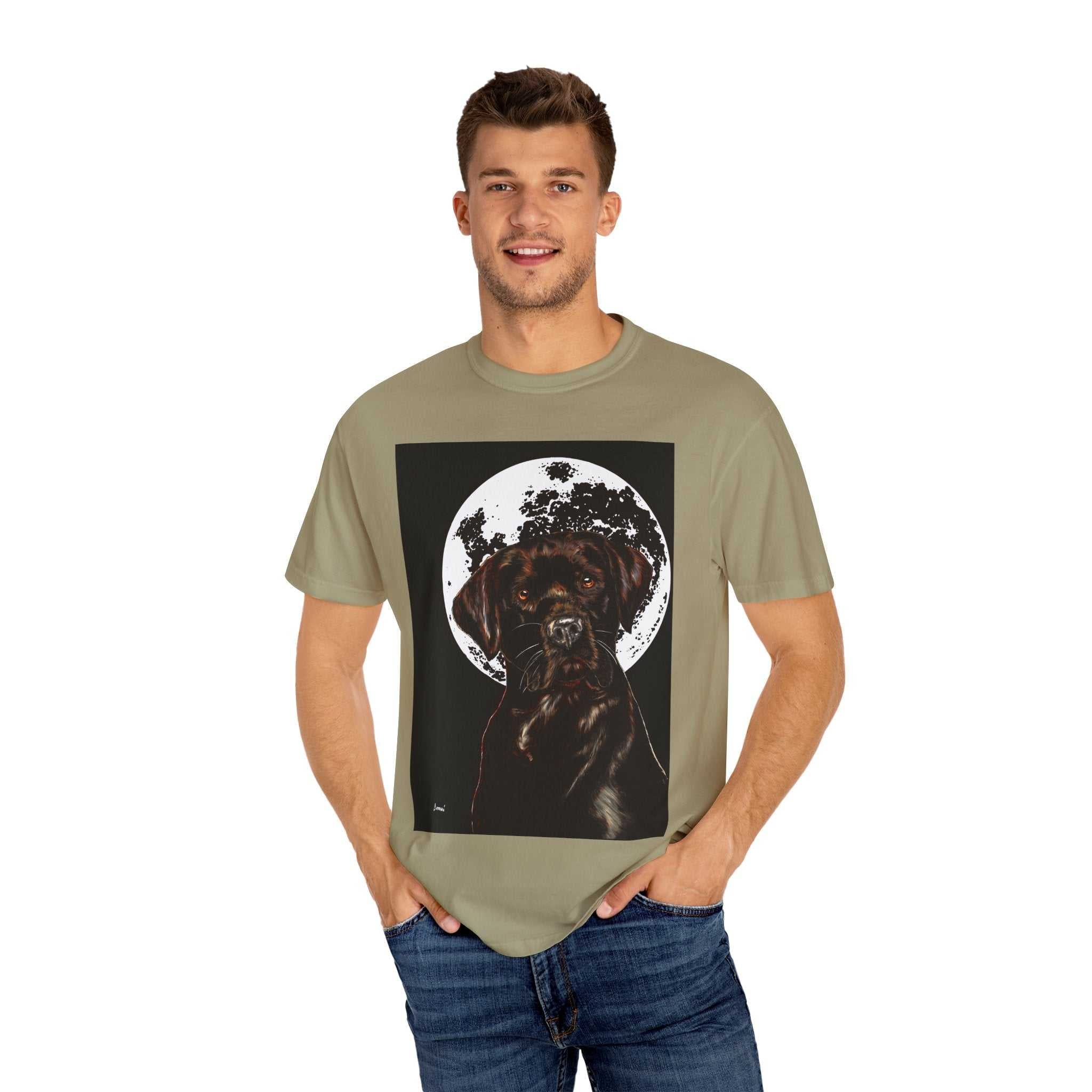 Moonlit Chocolate Lab Unisex Garment-Dyed T-Shirt