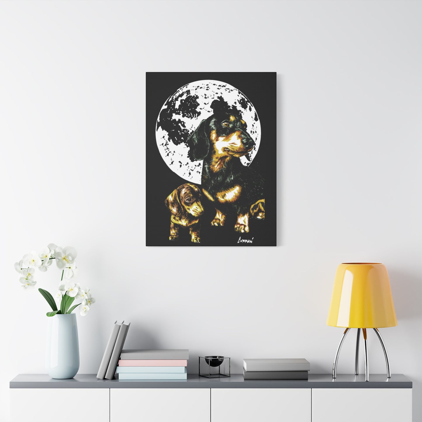 Dachshund Canvas Print of the Original, hand drawn wall art