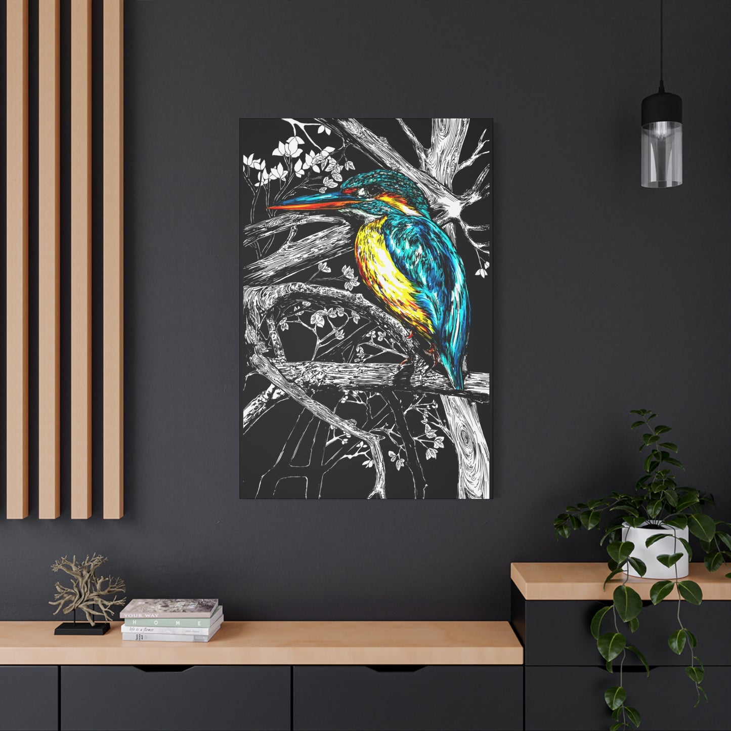 Kingfisher Bird Wall Art Print of the Original, hand drawn