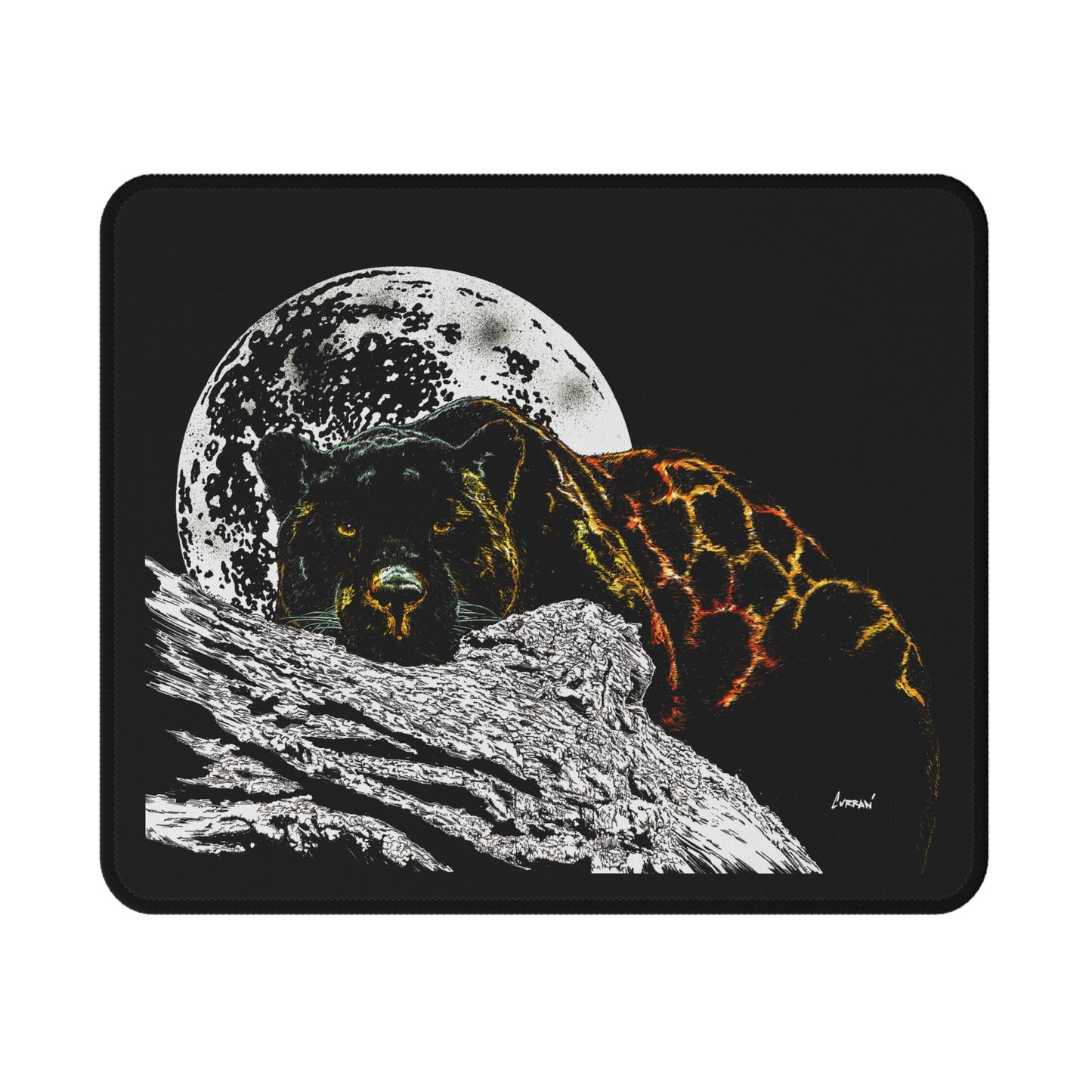 Panther Against Moon Non-Slip Gaming Mouse Pad
