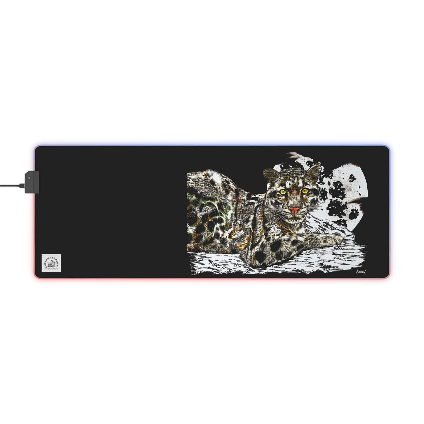 LED Gaming Mouse Pad with Leopard Design - Perfect for Gamers and Wildlife Lovers