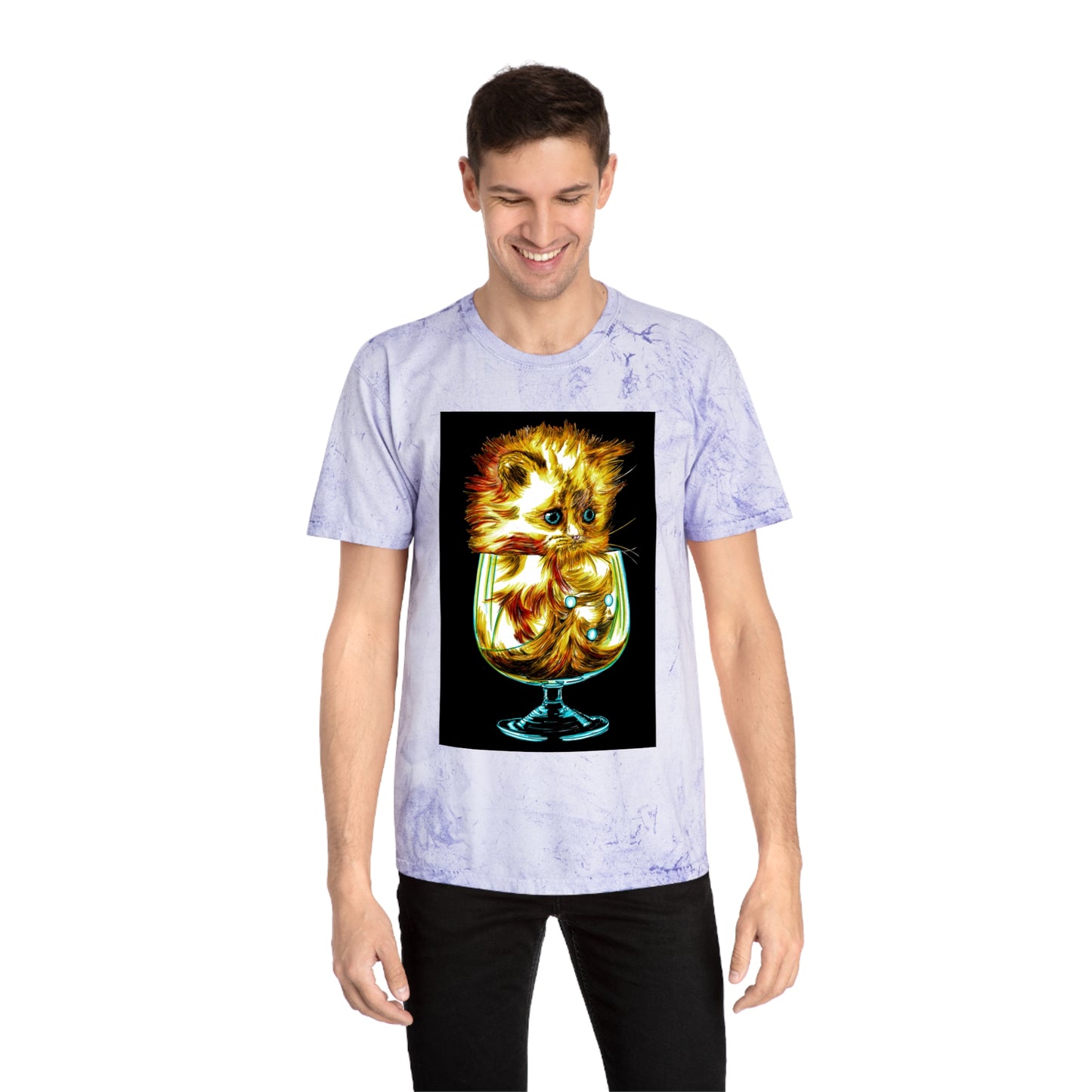 Color Blast Kitten T-Shirt โ Artistic Tee for Cat Lovers