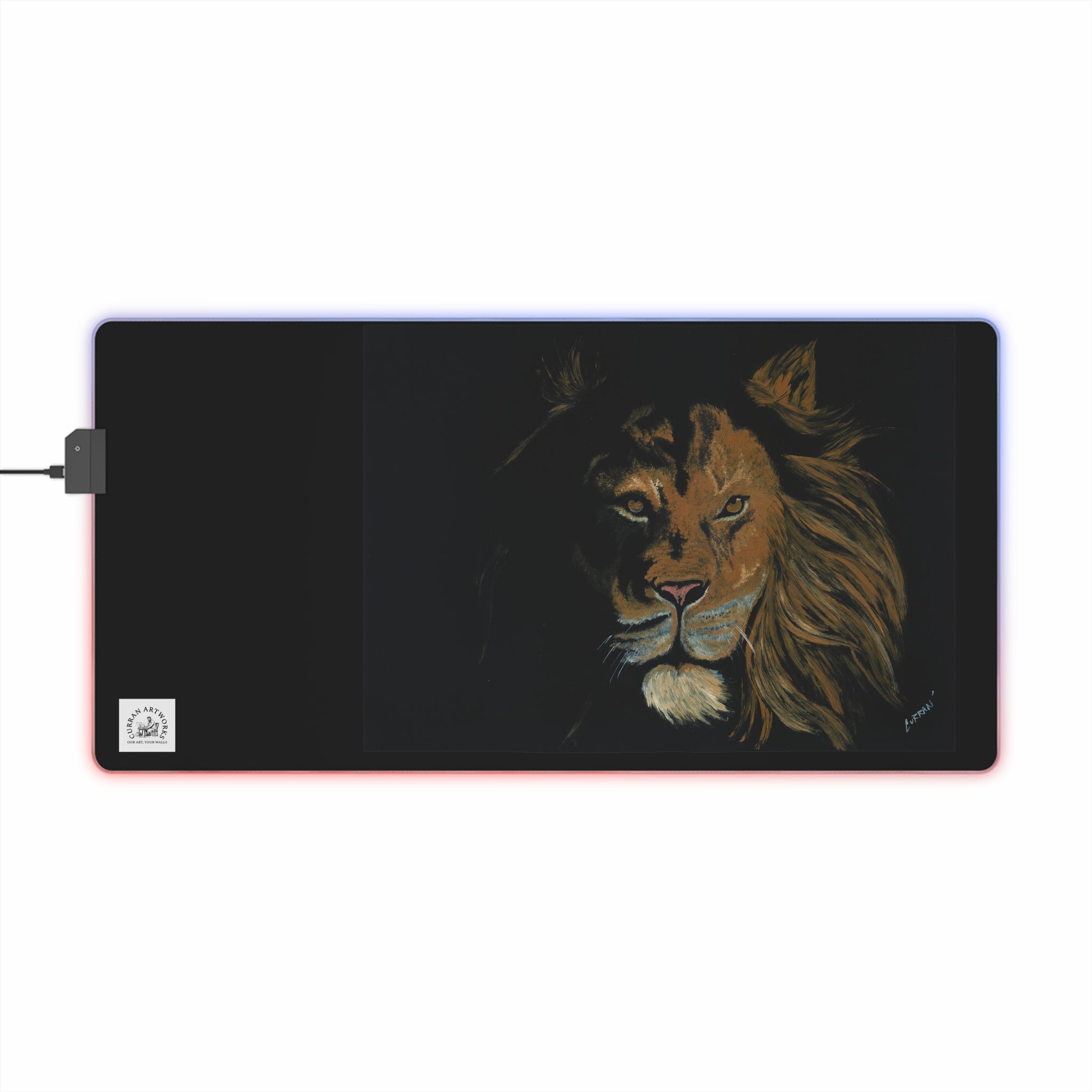 Lion Design LED Gaming Mouse Pad, RGB Backlit Desk Accessory