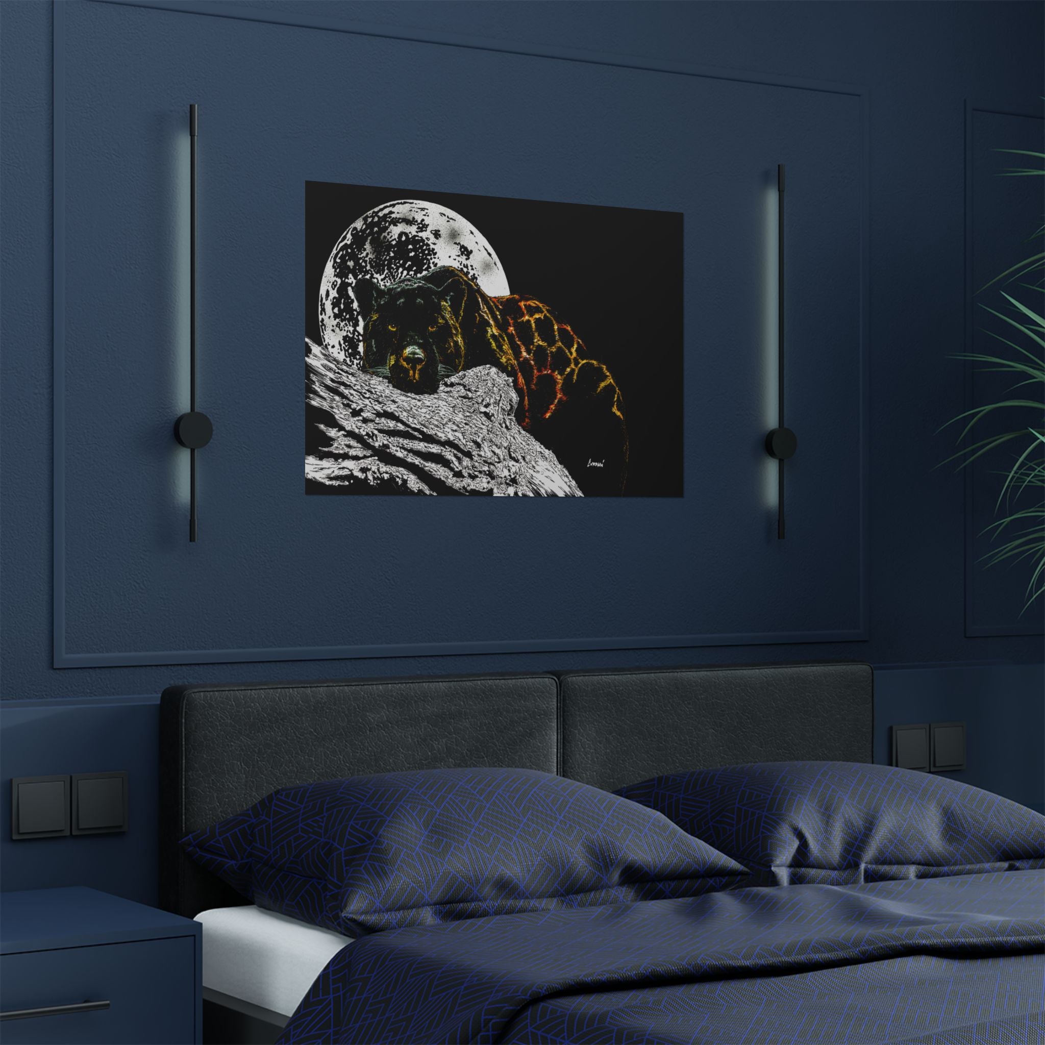 Majestic Bear Satin Poster - Night Moon Art Print (300gsm)
