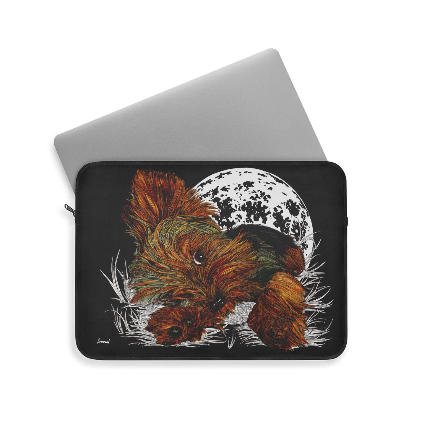 Hand-Drawn Yorkie Laptop Sleeve - Moonlight Design
