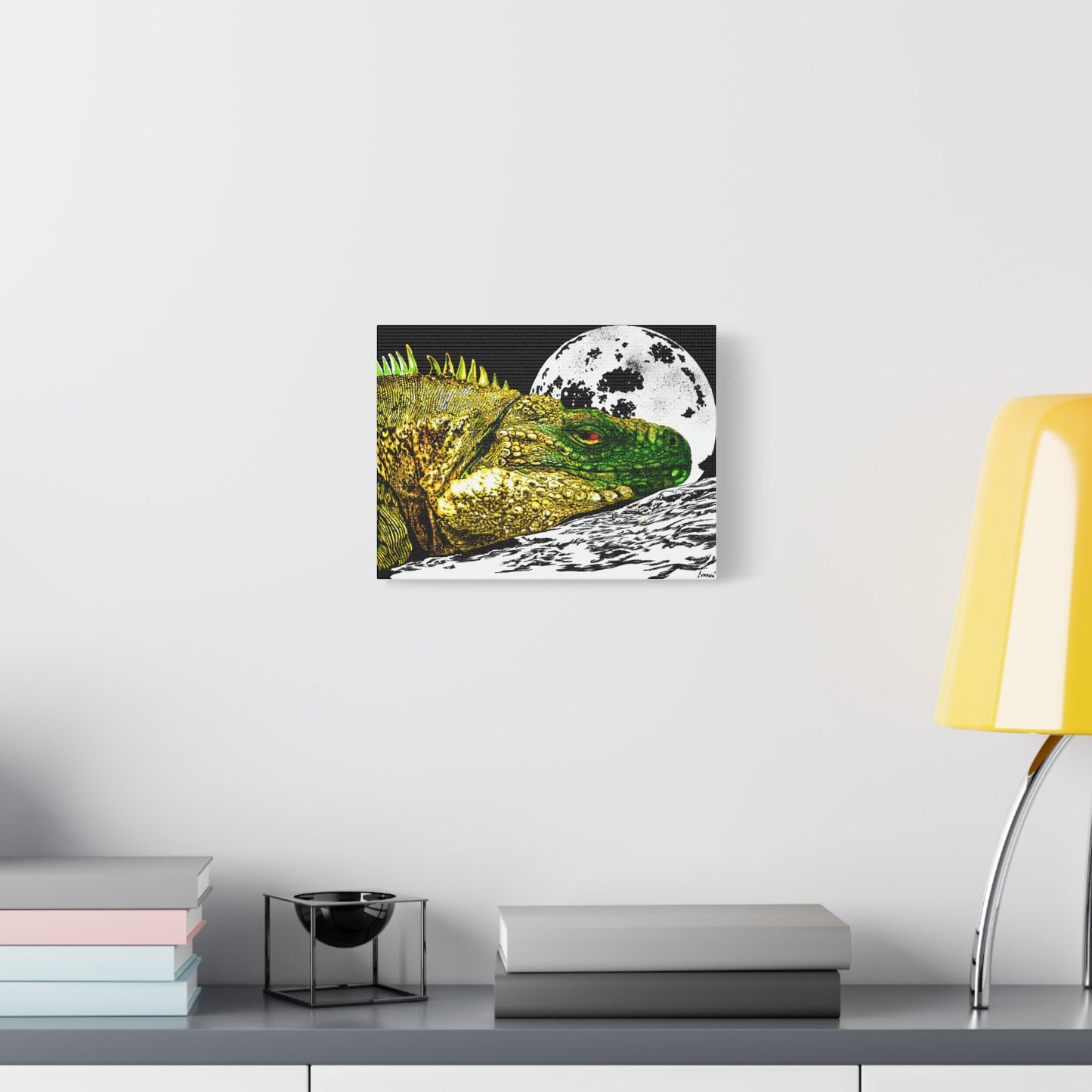 Reptile Art Print, Print of my Original hand drawn art printed on stretched canvas of a Reptile