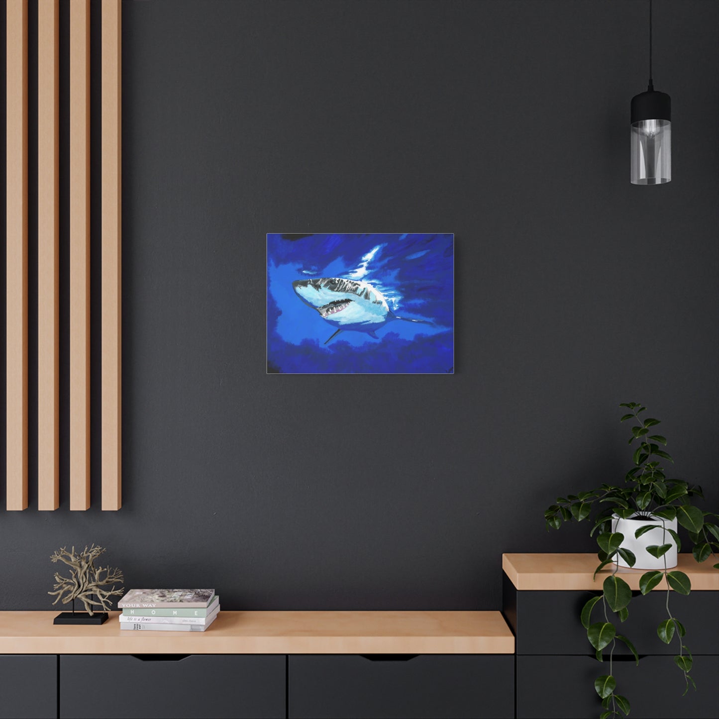 Great White Shark Canvas Art – Original Hand-Painted