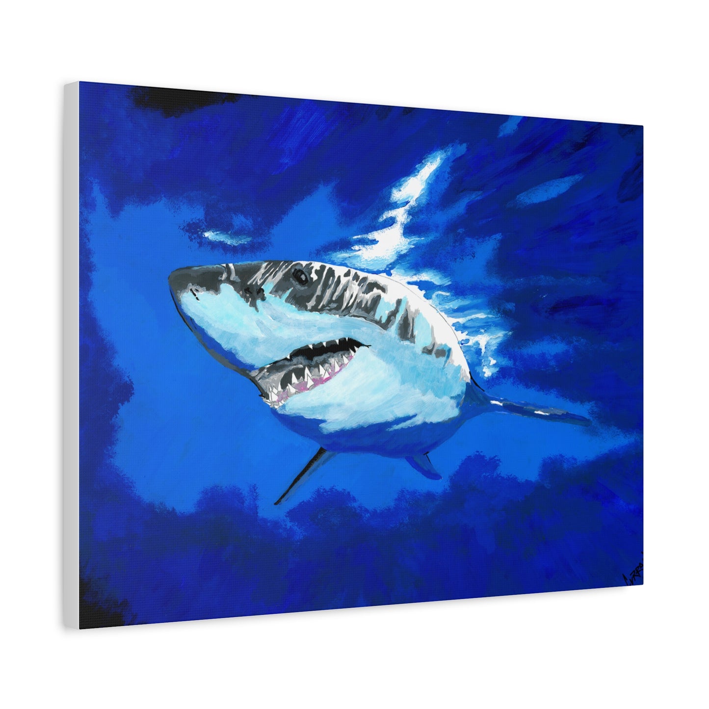 Great White Shark Canvas Art – Original Hand-Painted