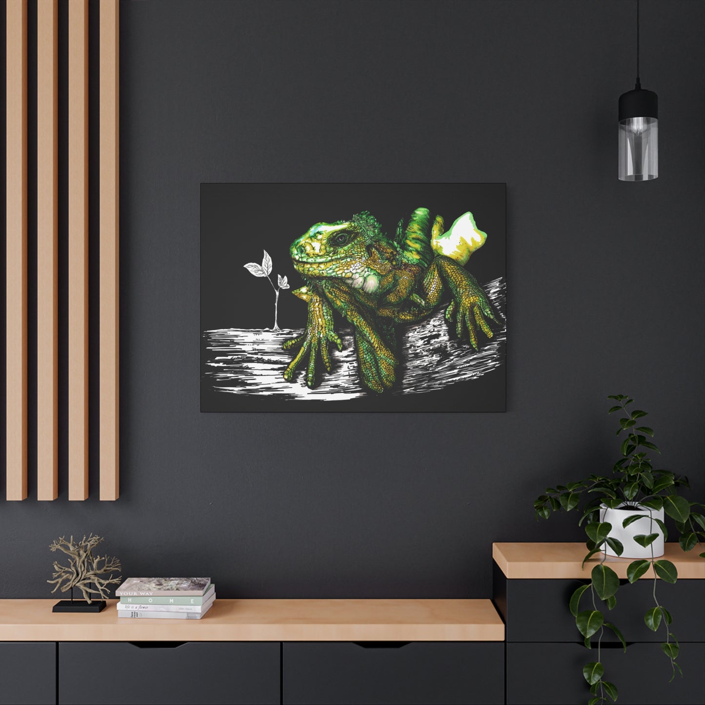 Iguana Print, Hand-Drawn Reptile Art, Lizard Wall Decor
