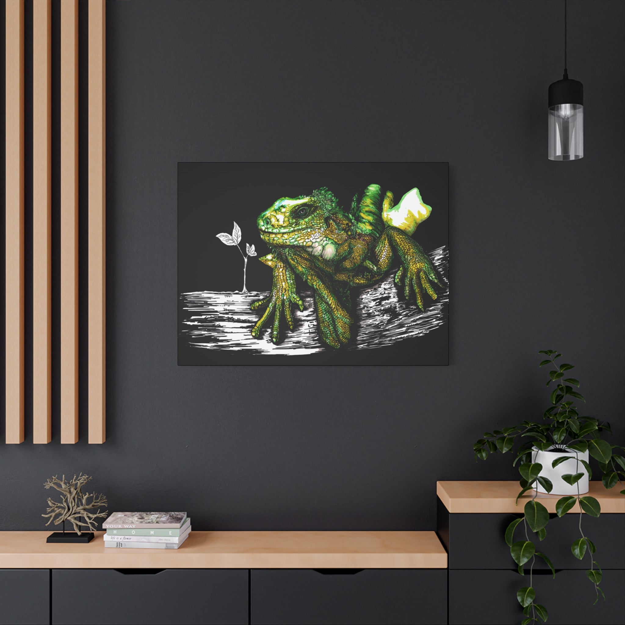 Iguana Print, Hand-Drawn Reptile Art, Lizard Wall Decor