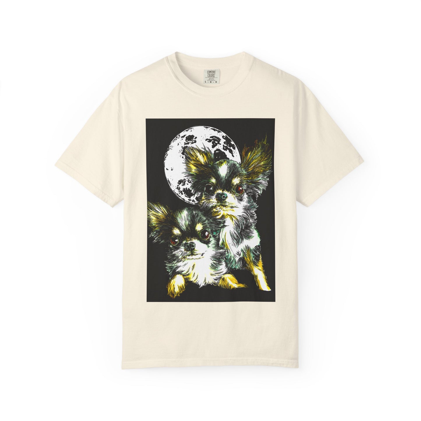 Cute Chihuahua Moon Night Unisex Garment-Dyed T-Shirt