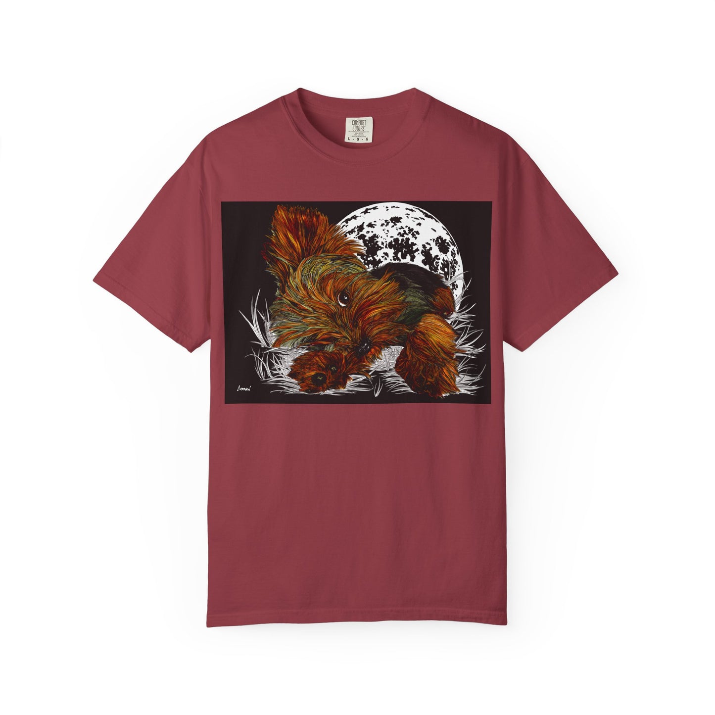 Yorkie Terrier Unisex Garment-Dyed T-Shirt – Original Hand-Drawn Art