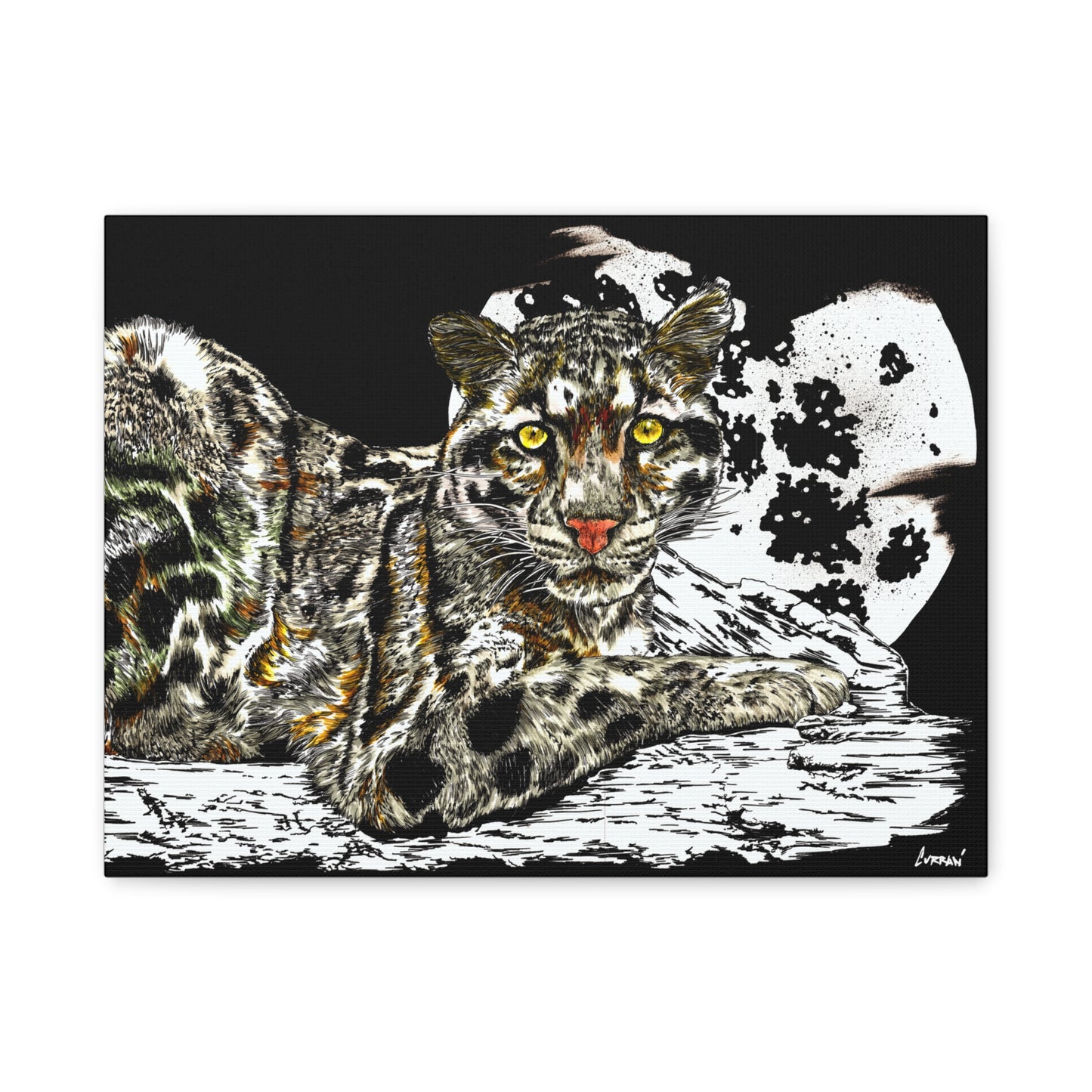 Leopard Canvas Art – Original Hand-Drawn Realistic and Detailed Big Cat Illustration printed on Matte Canvas, Stretched, 1.25"