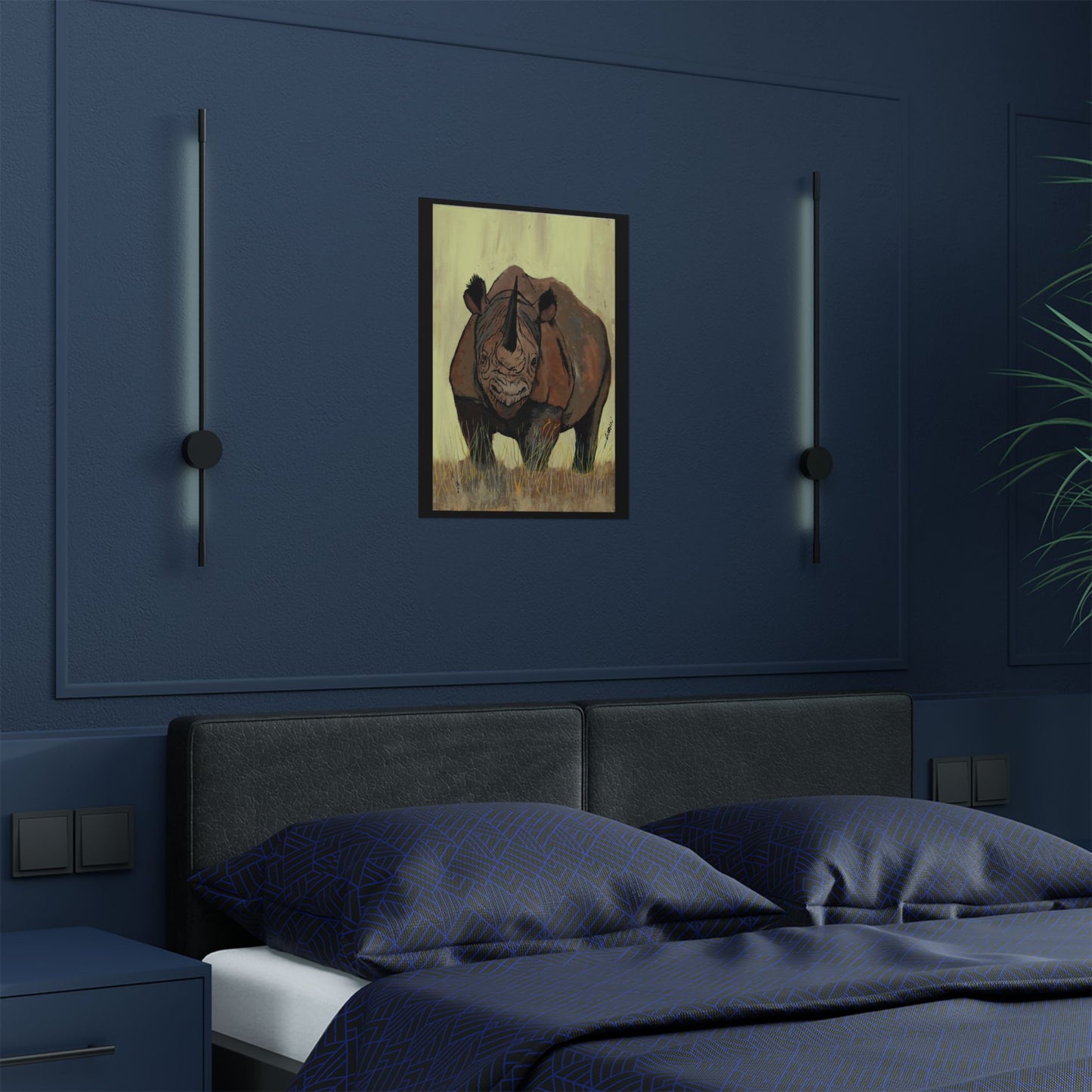 Rhino Wildlife Satin Poster - Majestic Rhino Art - Nature Decor