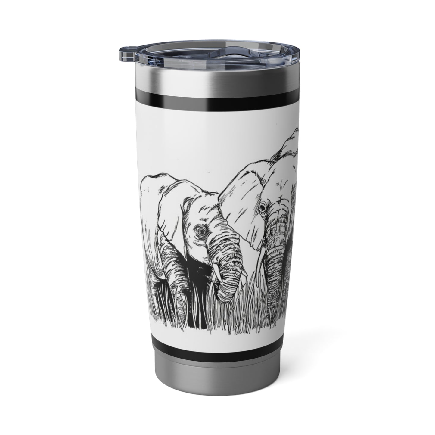 Elephant Wall Art 20oz Tumbler, Unique Hand Drawn Mug,