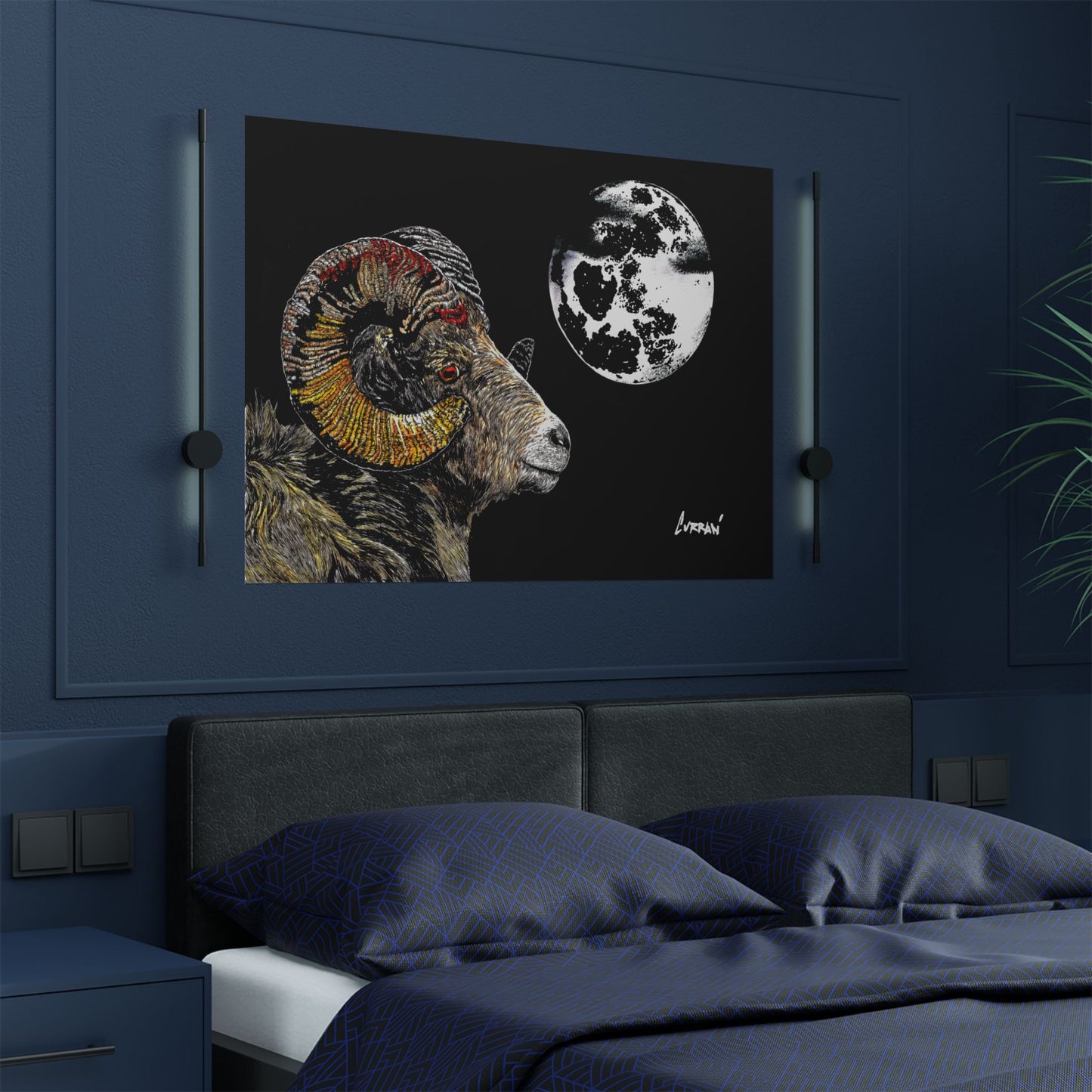 Mountain Ram Satin Poster - 300gsm Art Print for Home Decor