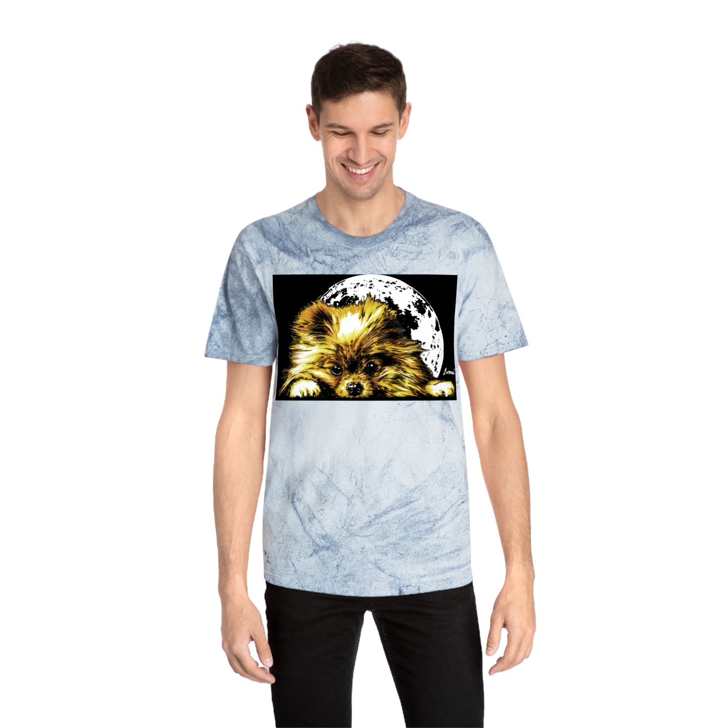 Color Blast T-Shirt with Dog Design - Unisex Moonlit Pet Tee