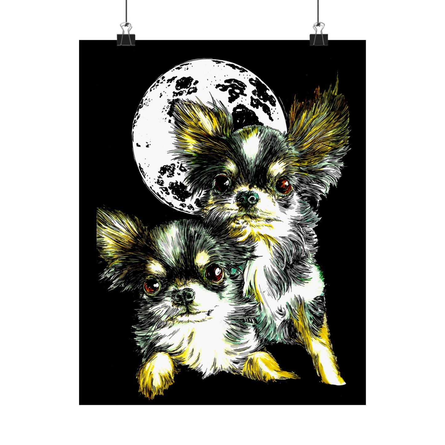 Chihuahua Moonlight Satin Poster - 300gsm Pet Art Decor