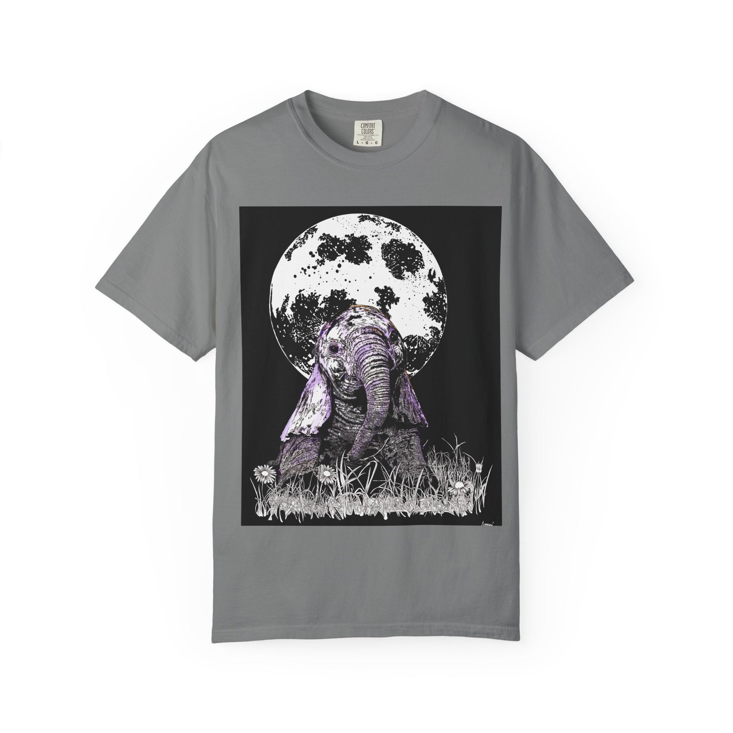 Moonlit Baby Elephant Unisex T-shirt | Eco-Friendly Garment-Dyed Tee