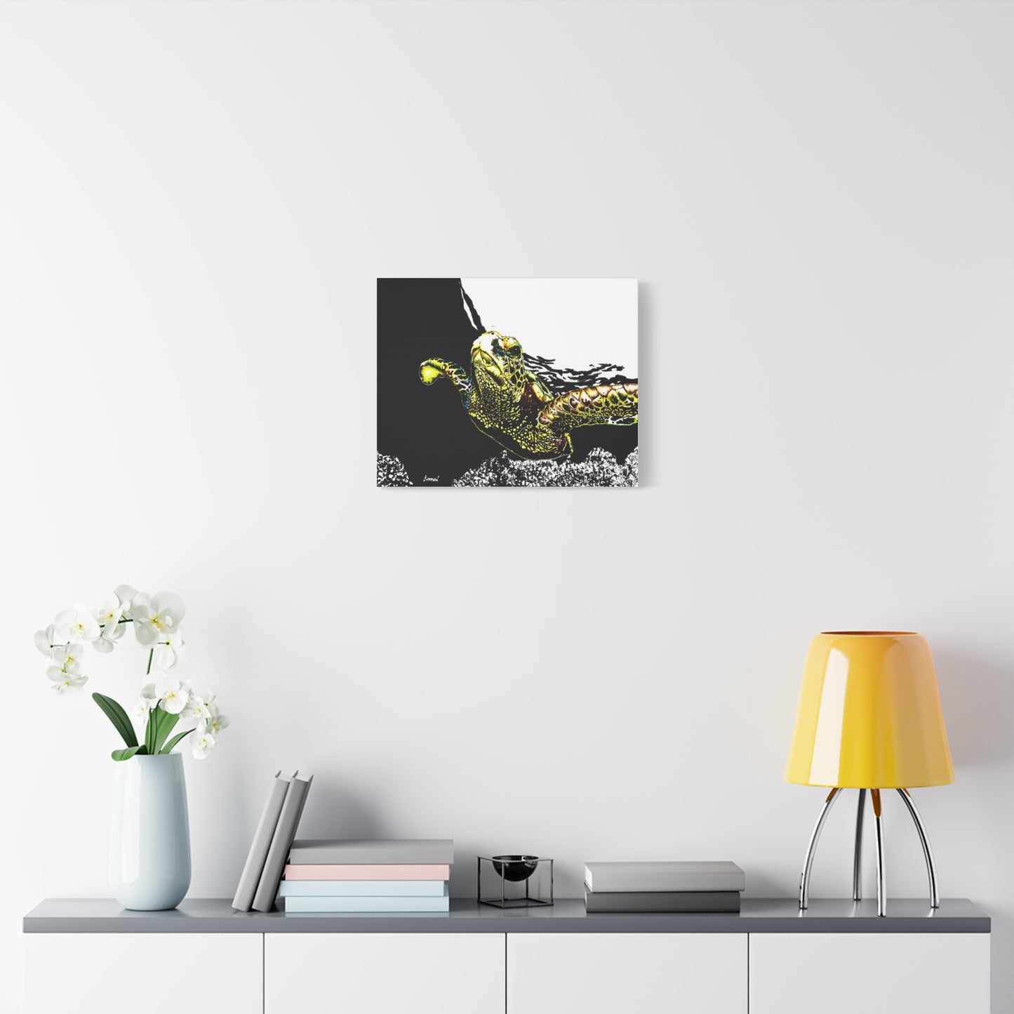 Sea Turtle Art Print of my Original hand drawn art printed on stretched canvas of a Sea Turtle