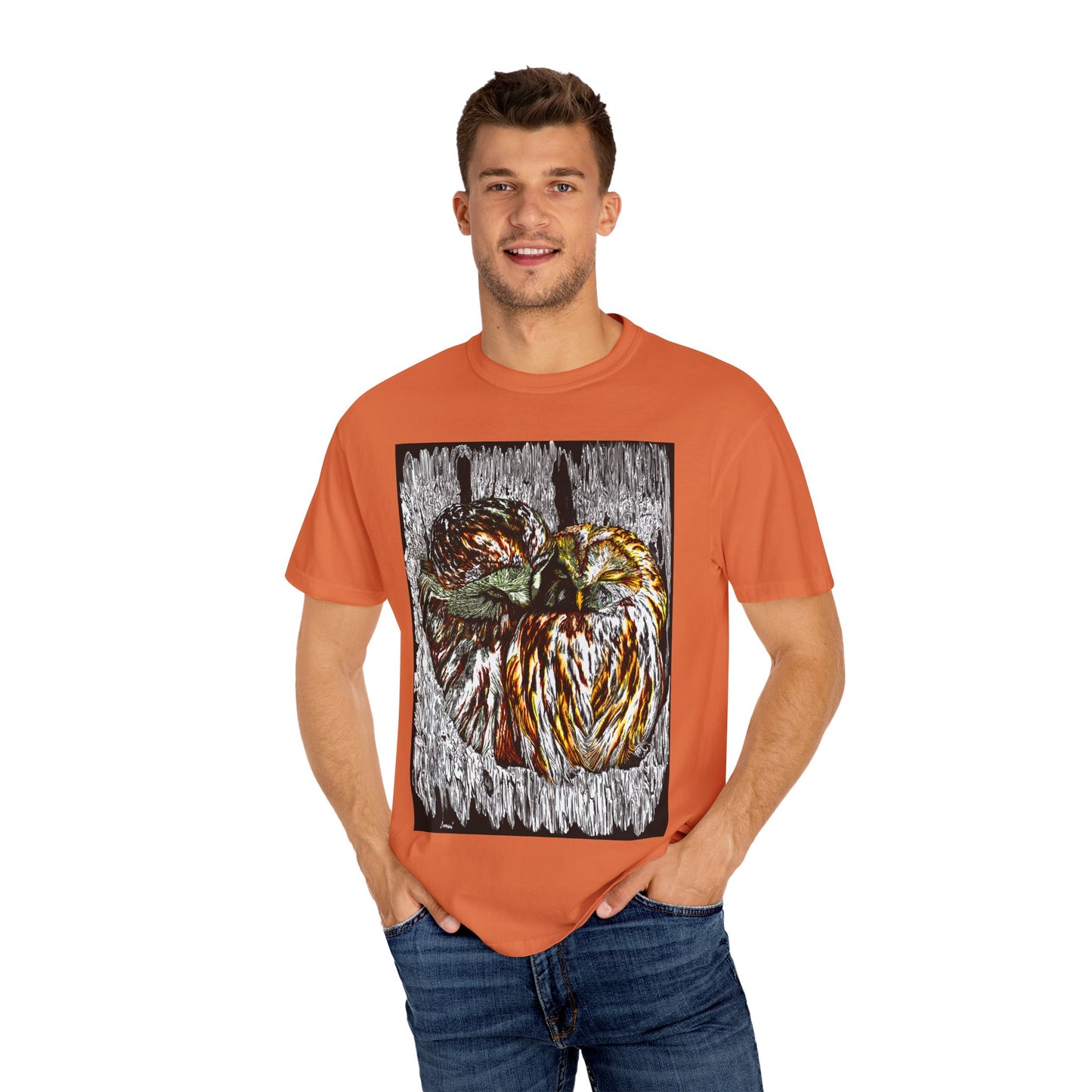 Owls in a Tree Unisex Garment-Dyed T-Shirt