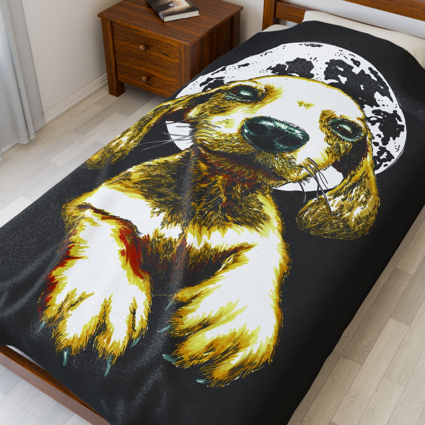 Cozy Velveteen Plush Blanket Adorable Dog Art for Pet Lovers