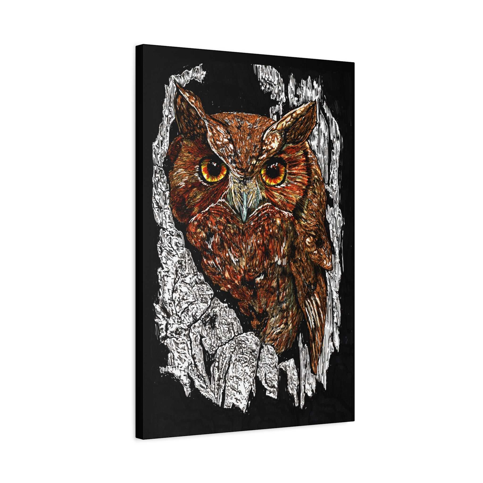 Owls in a Tree Wall Art Canvas Print of the Original,