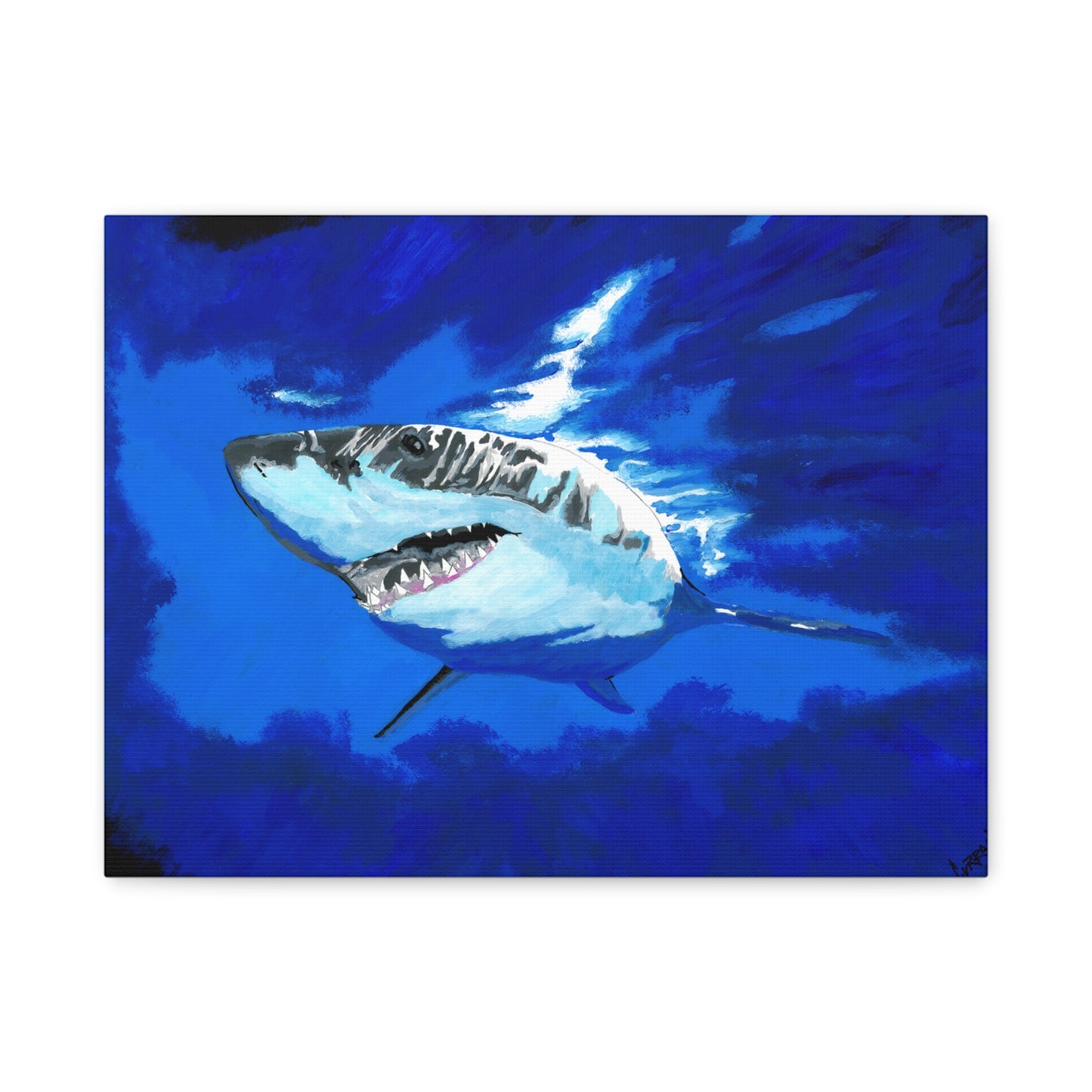 Great White Shark Canvas Art – Original Hand-Painted