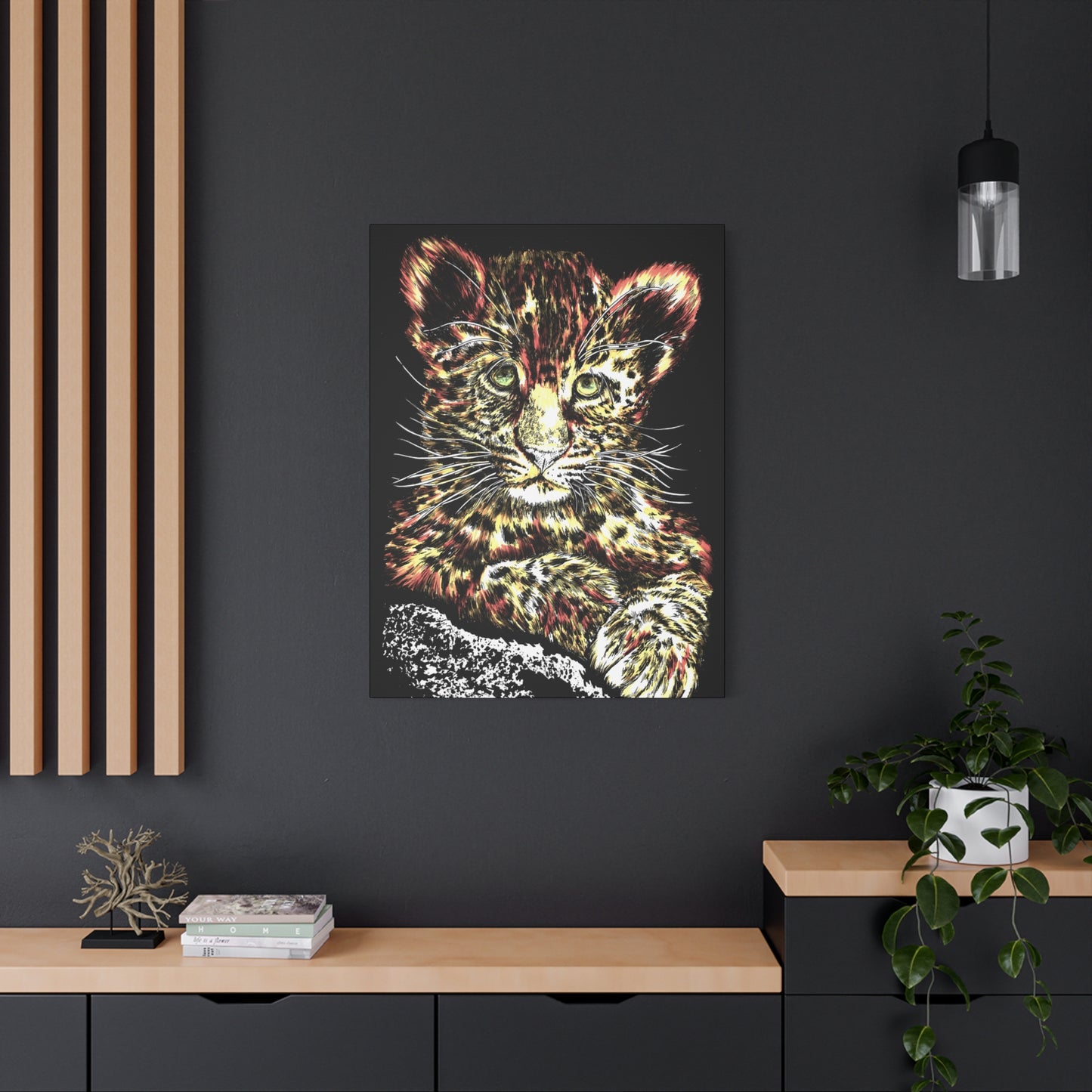 Leopard Cub Wall Art Print of the Original, hand drawn wall art of a Leopard Cub
