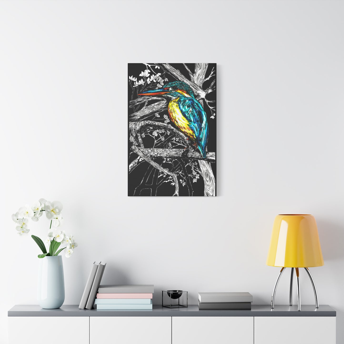 Kingfisher Bird Wall Art Print of the Original, hand drawn