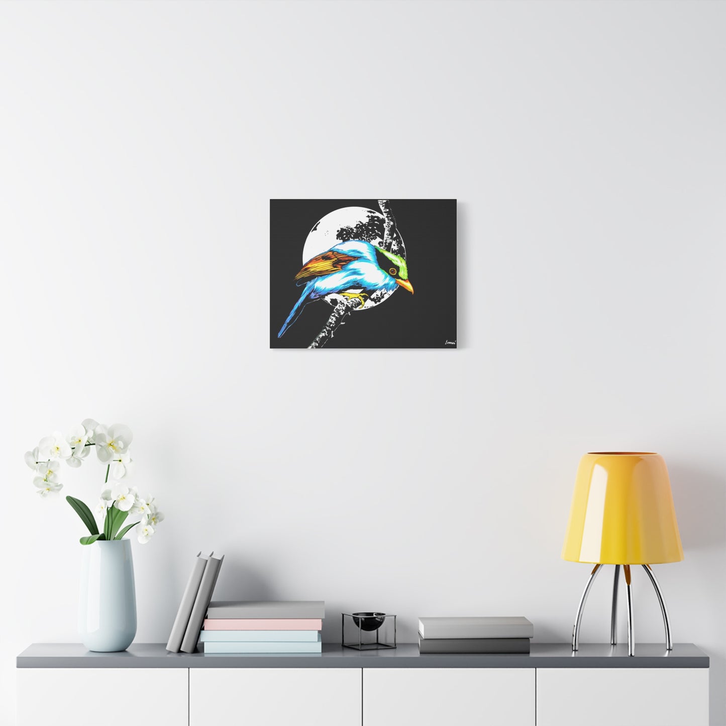 Exotic Bird Canvas Art – Original Hand-Drawn Vibrant,