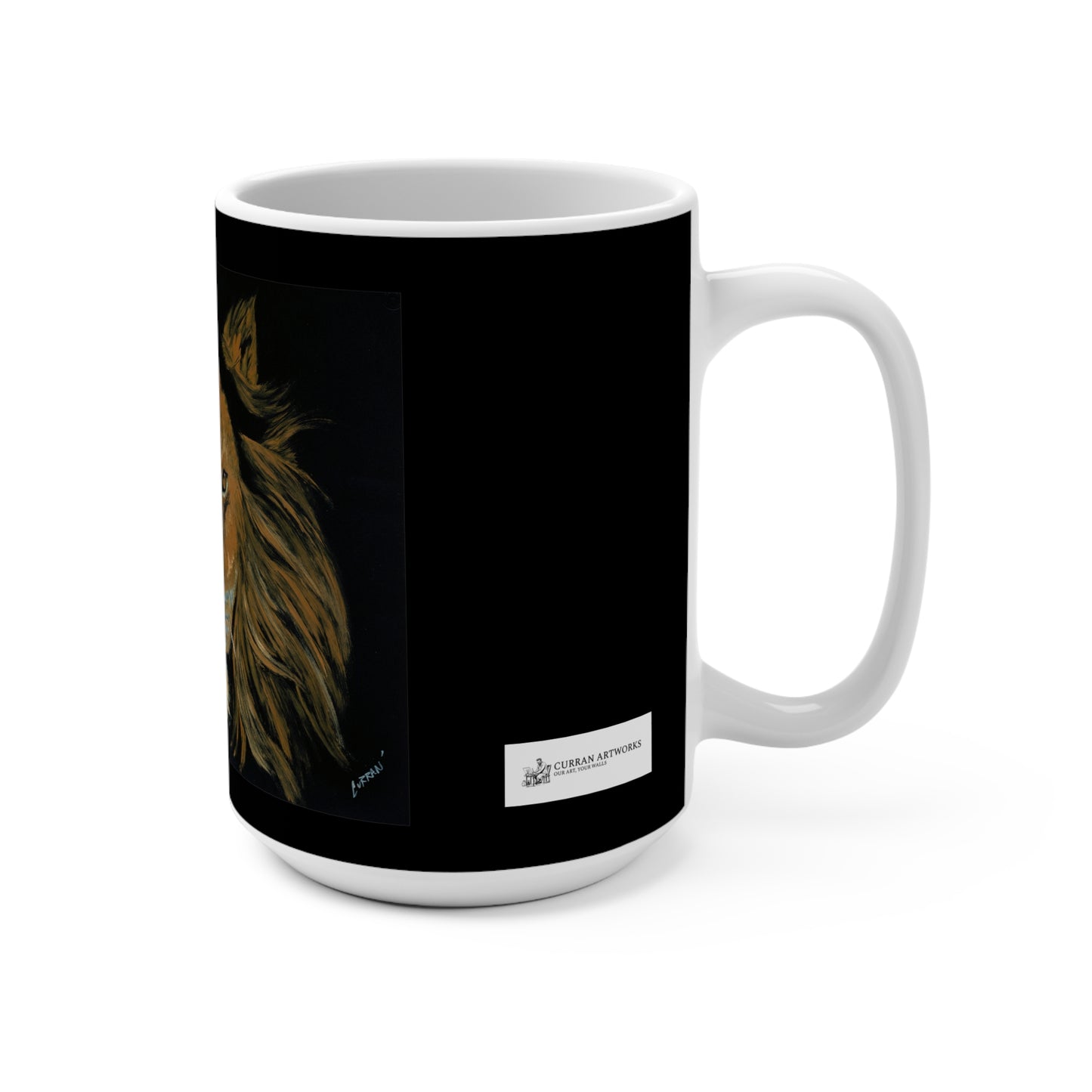 Majestic Lion Art Mug - 15oz Black Ceramic Coffee Cup