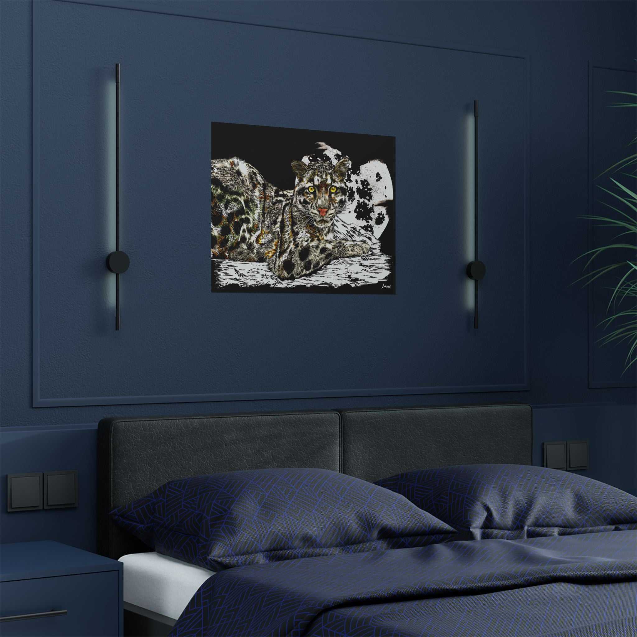 Majestic Snow Leopard Satin Poster, Art Print