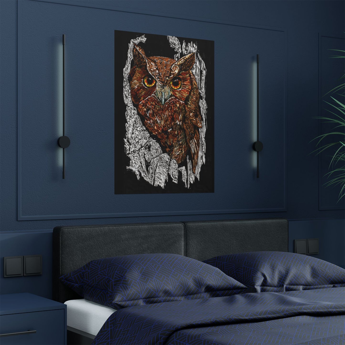 Majestic Owl Satin Poster | Home Décor Art Print | Nature Lover Gift