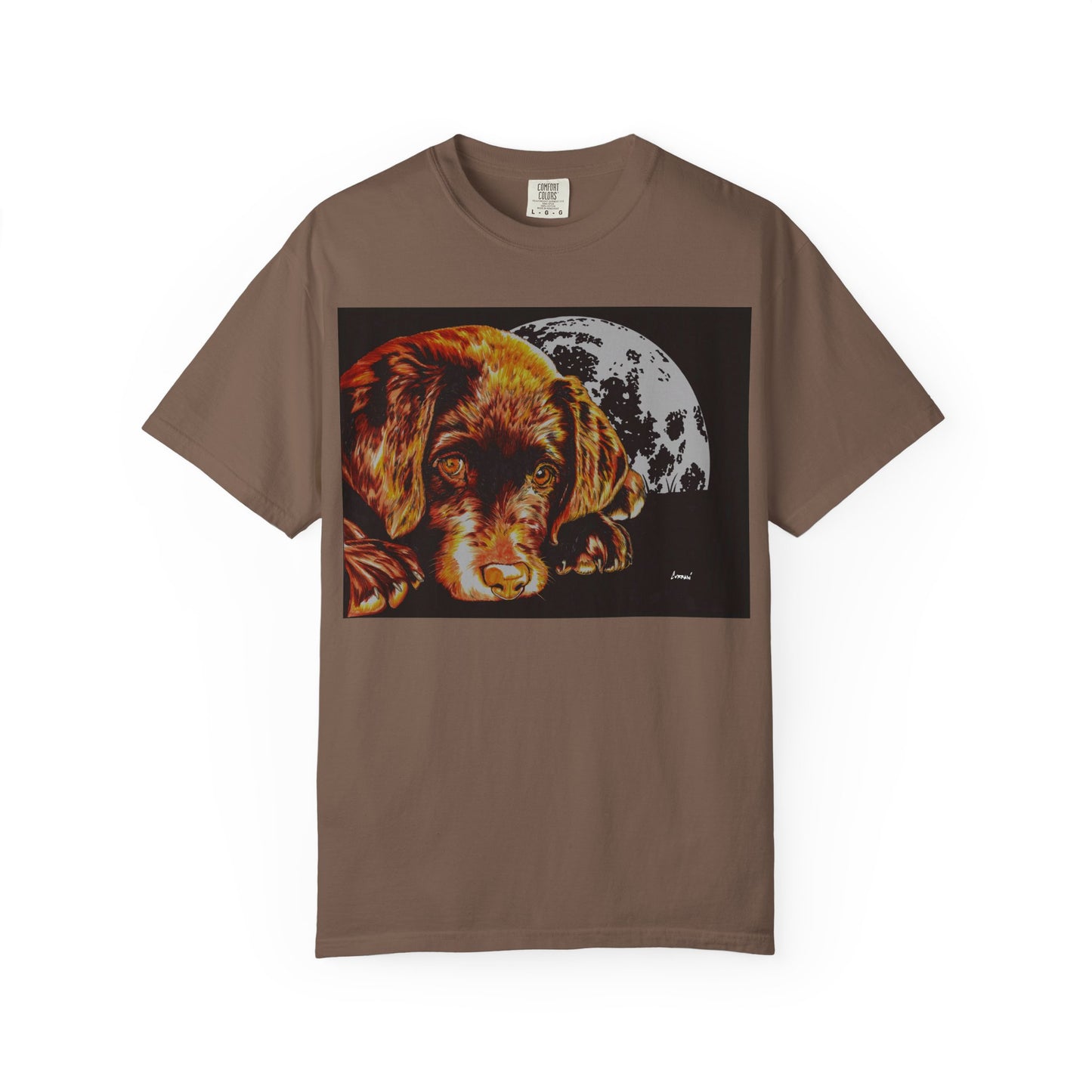 Moonlit Chocolate Lab Puppy Unisex Garment-Dyed T-Shirt