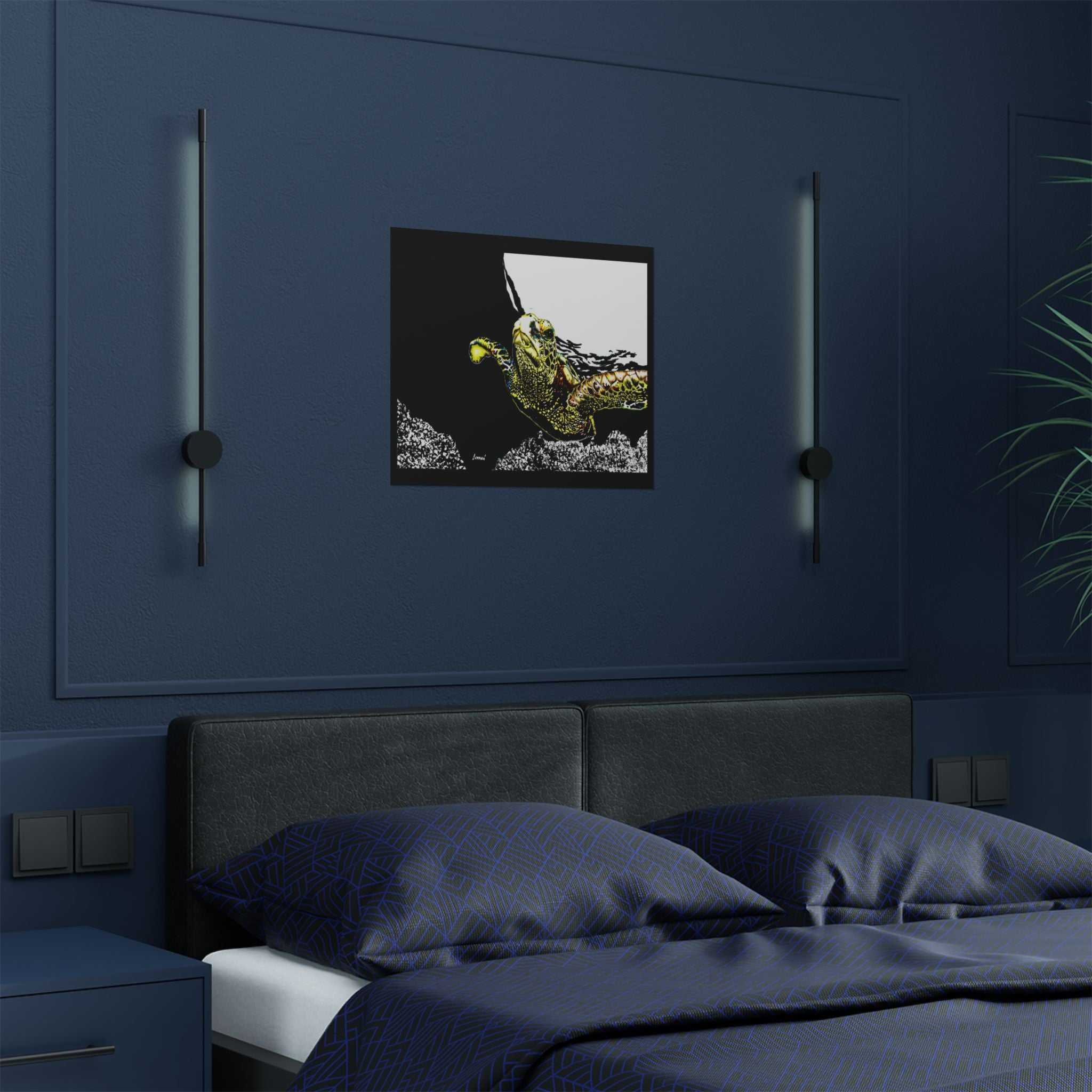 Transform your space with our stunning Sea Turtle Satin Poster, Vibrant Ocean Decor for Marine Life Enthusiasts for marine life into your home today!