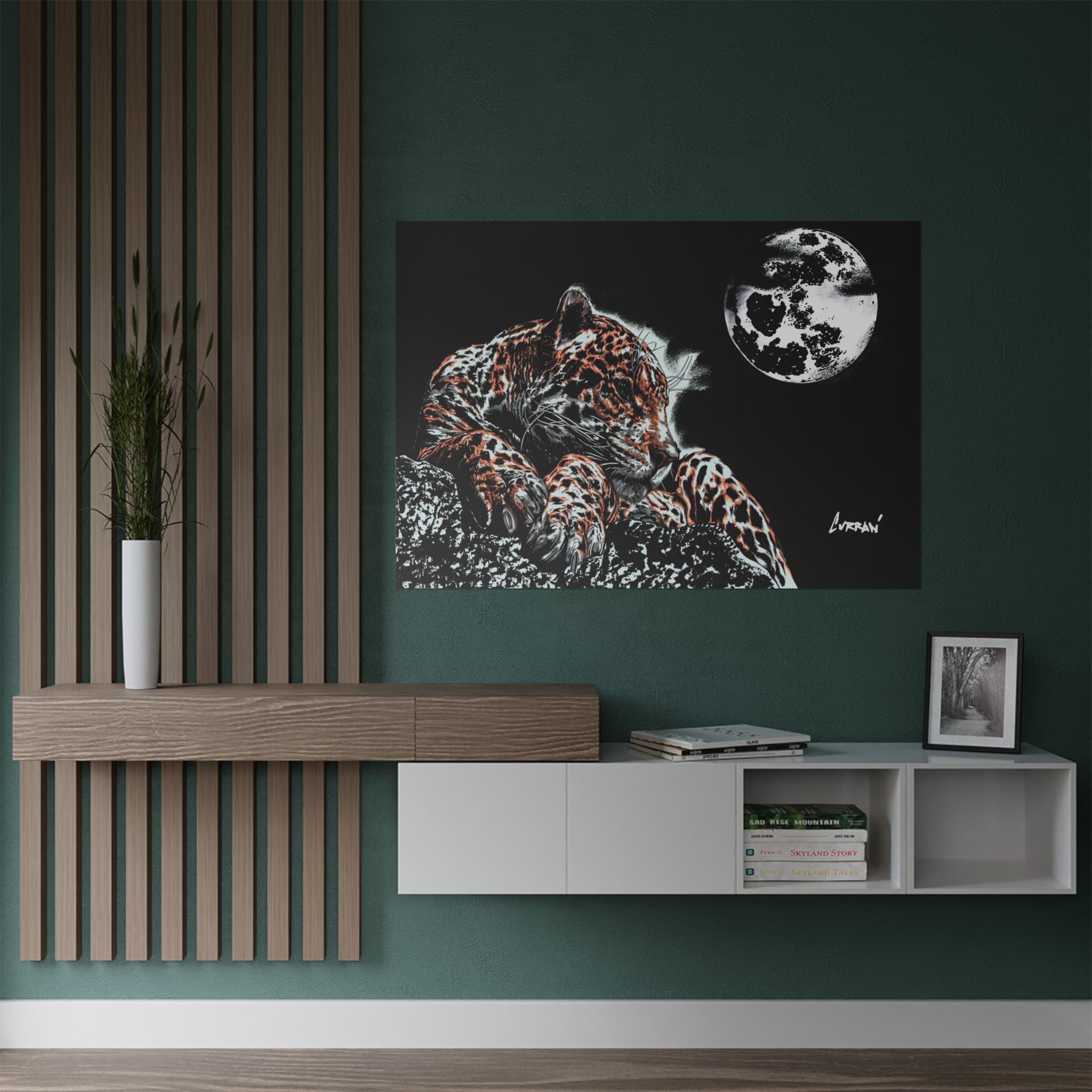 Majestic Leopard Satin Poster (300gsm) Moonlit Wildlife Art