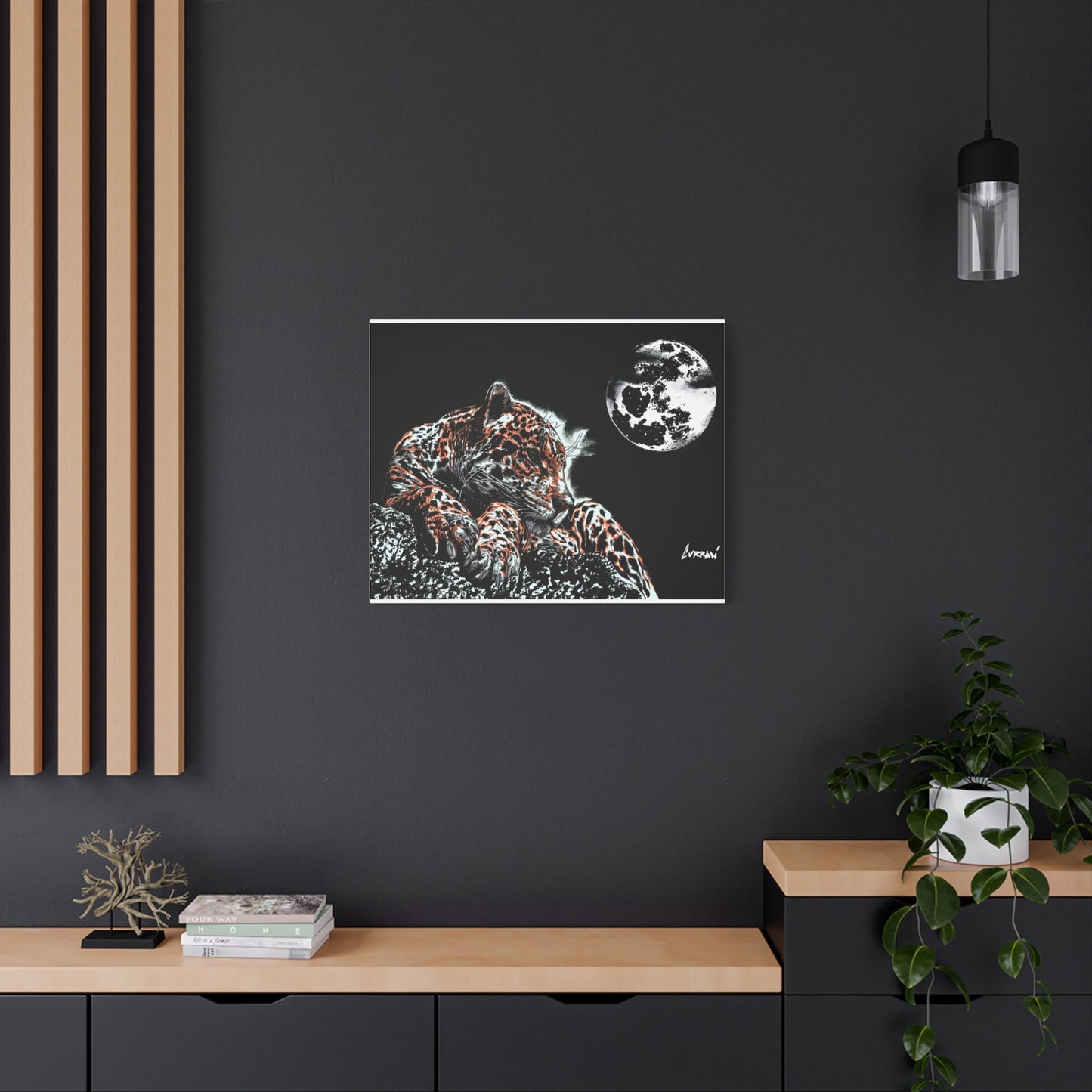 Leopard Canvas Art – Original Hand-Drawn Realistic Big Cat Wall Decor printed on Matte Canvas, Stretched, 1.25"